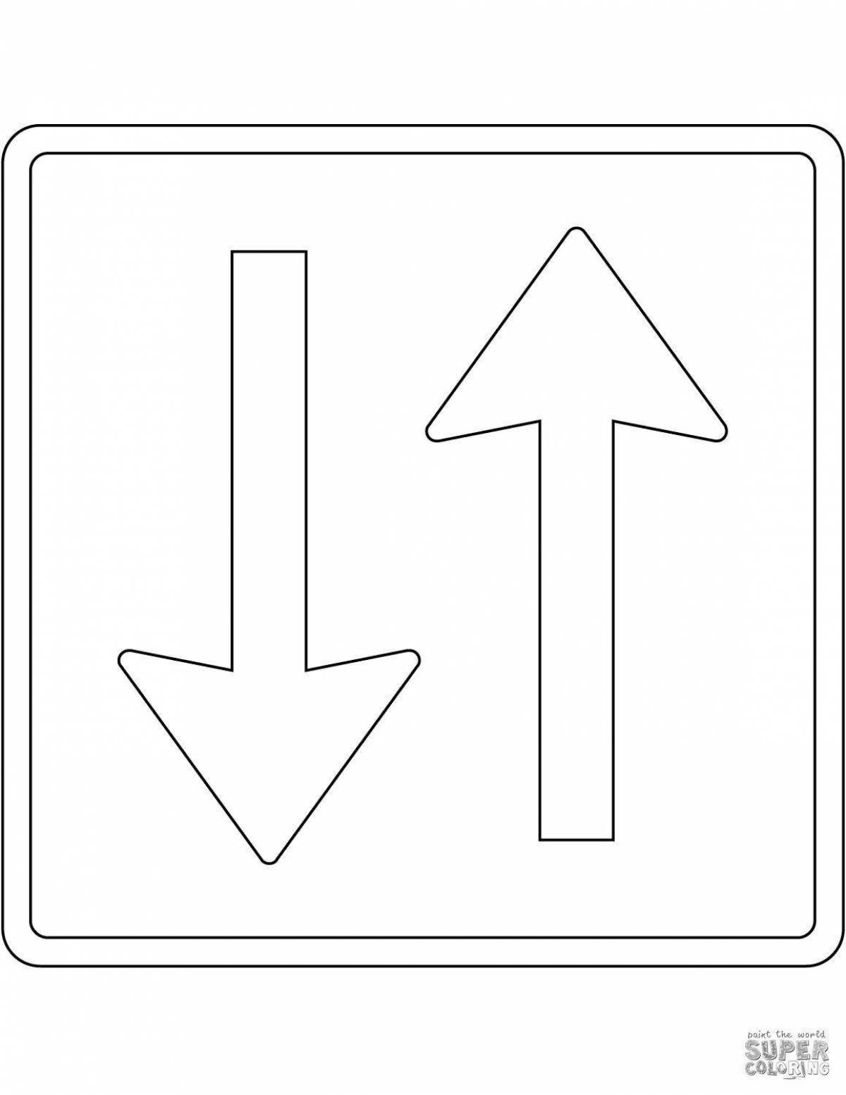 Coloring page shining road sign