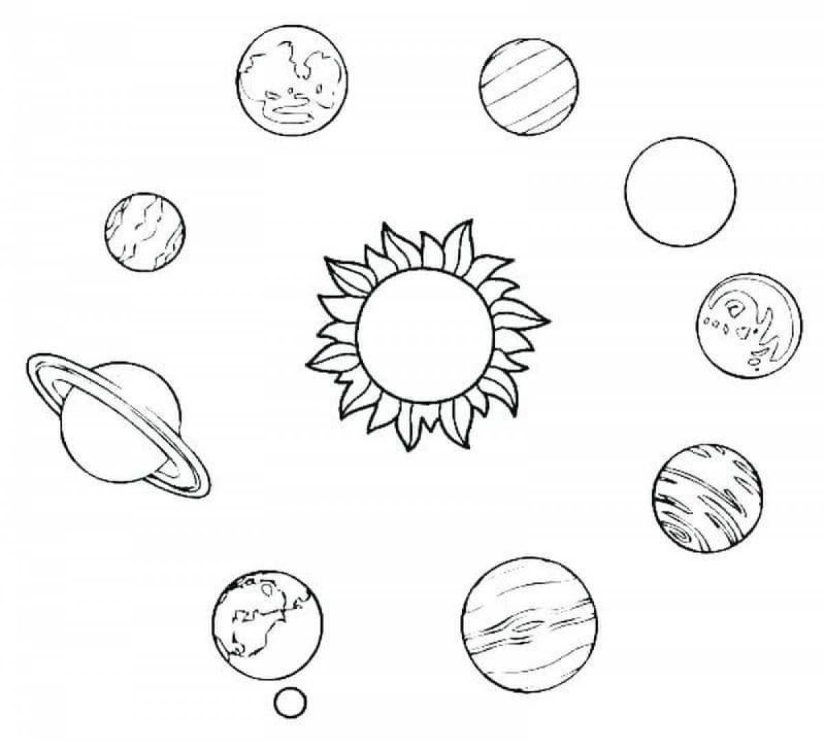 A fun coloring book for kids in the planets of the solar system