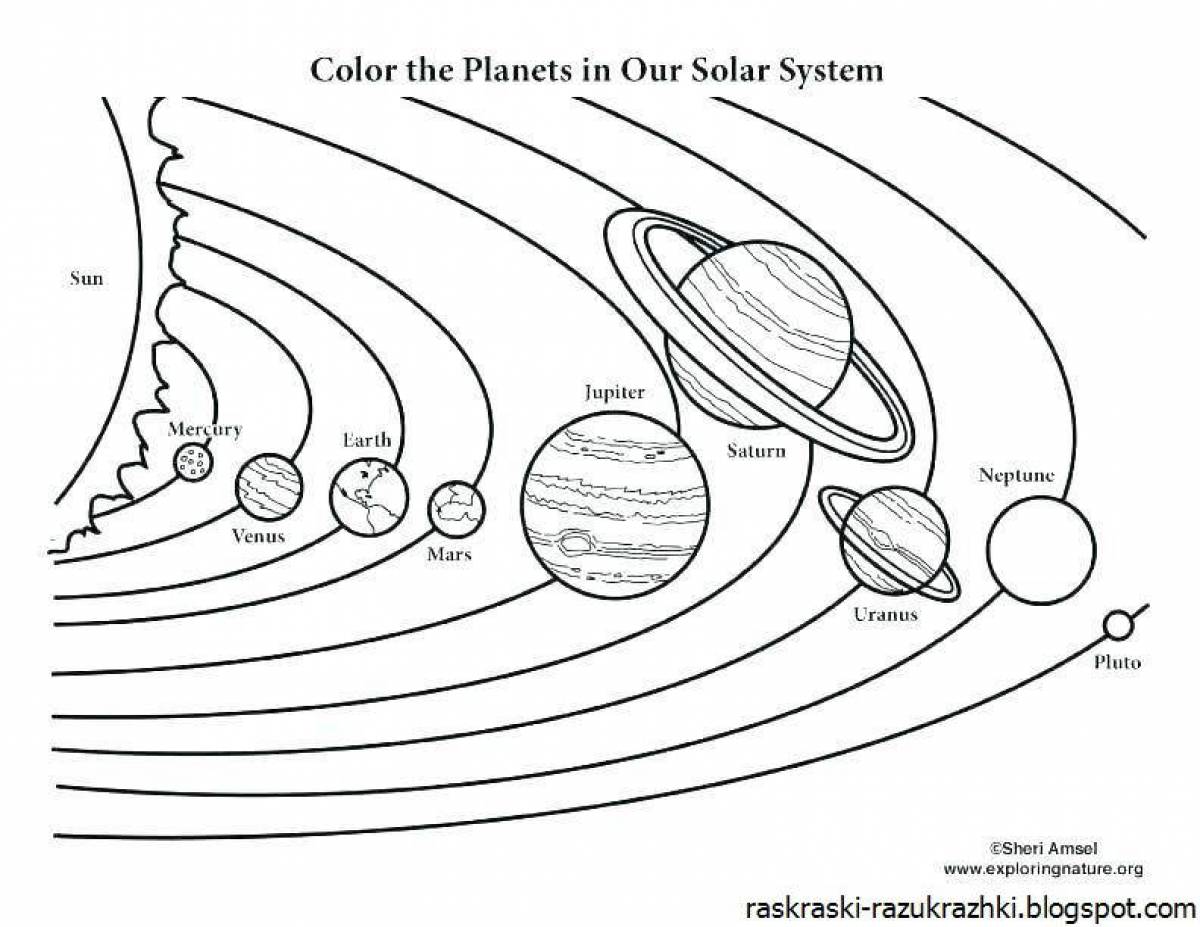 Creative solar system planet coloring book for kids
