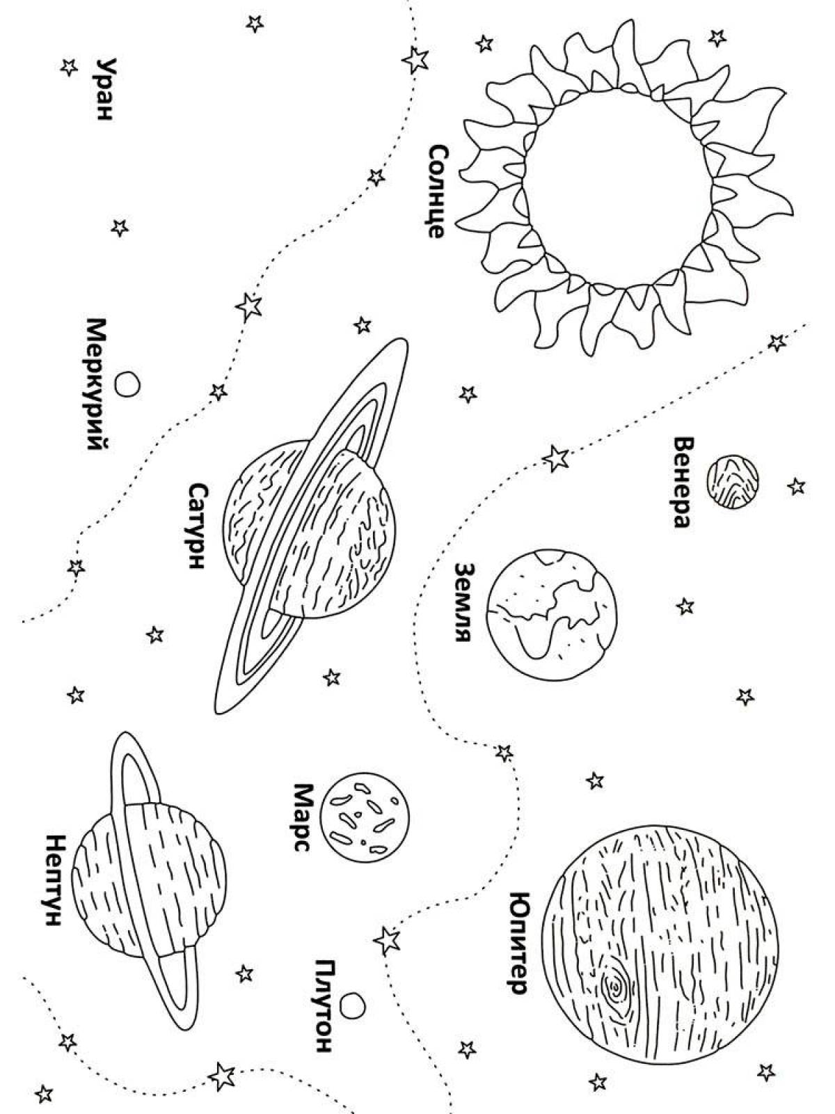 Educational solar system planet coloring book for kids