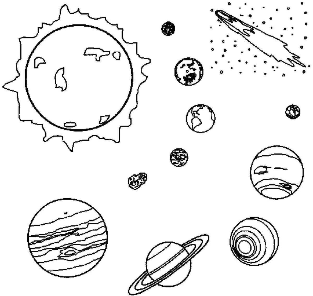 Цветная раскраска «планеты солнечной системы» для детей