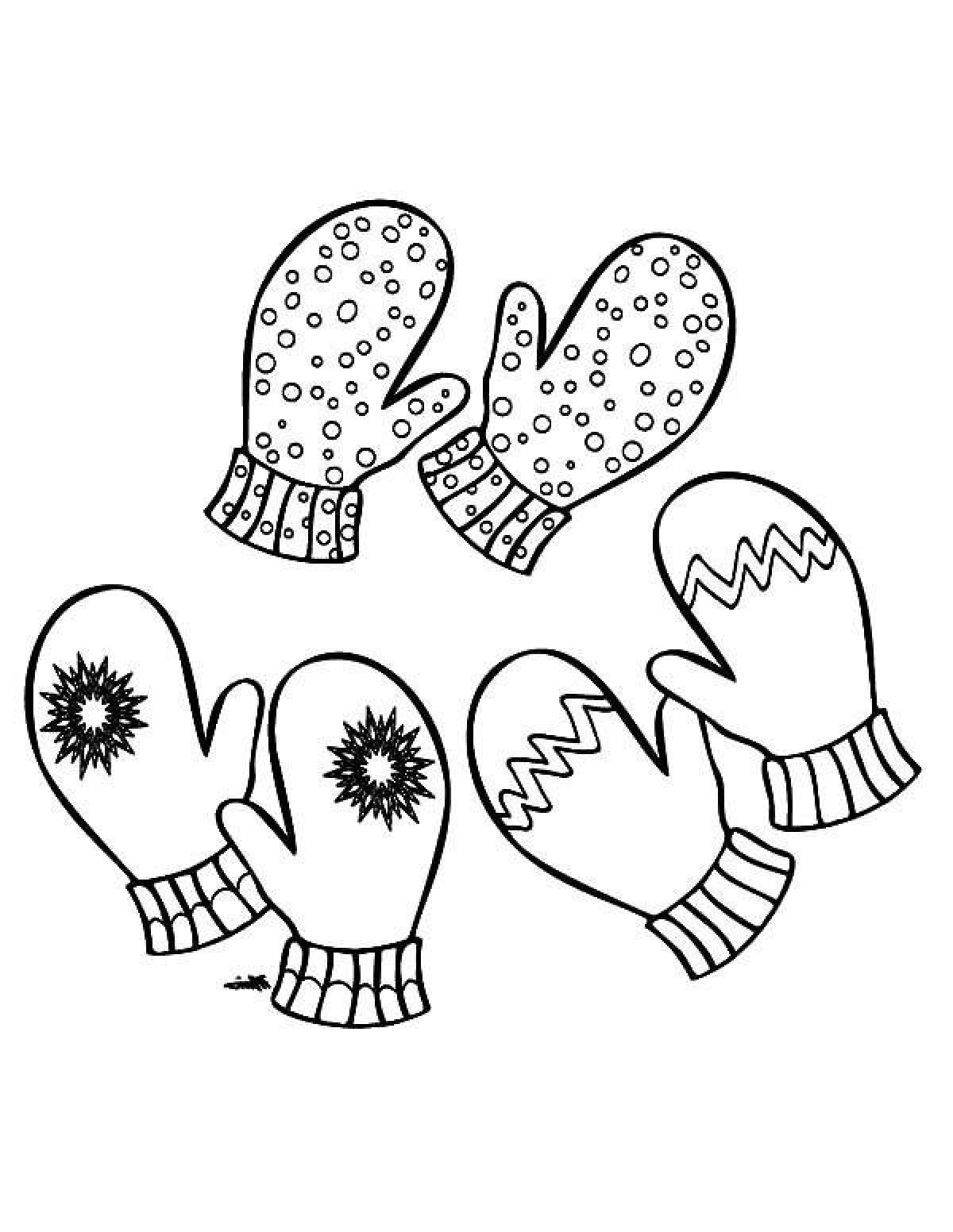 Coloring book bright mitten for children 3-4 years old