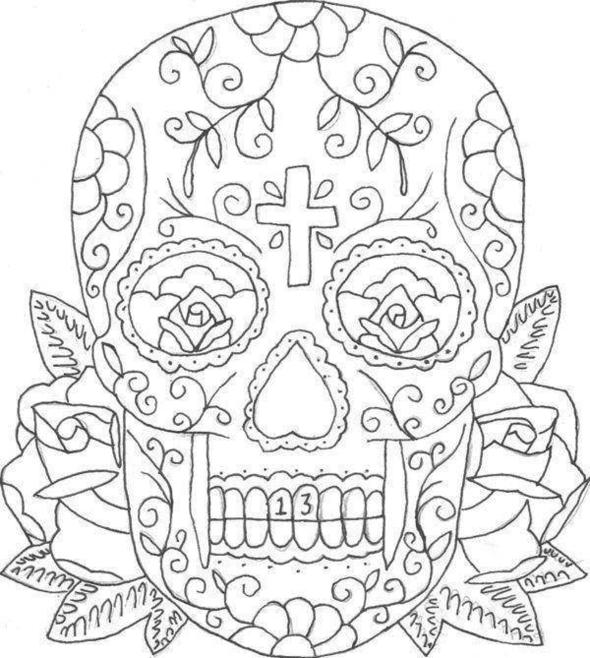 Fancy coloring skull