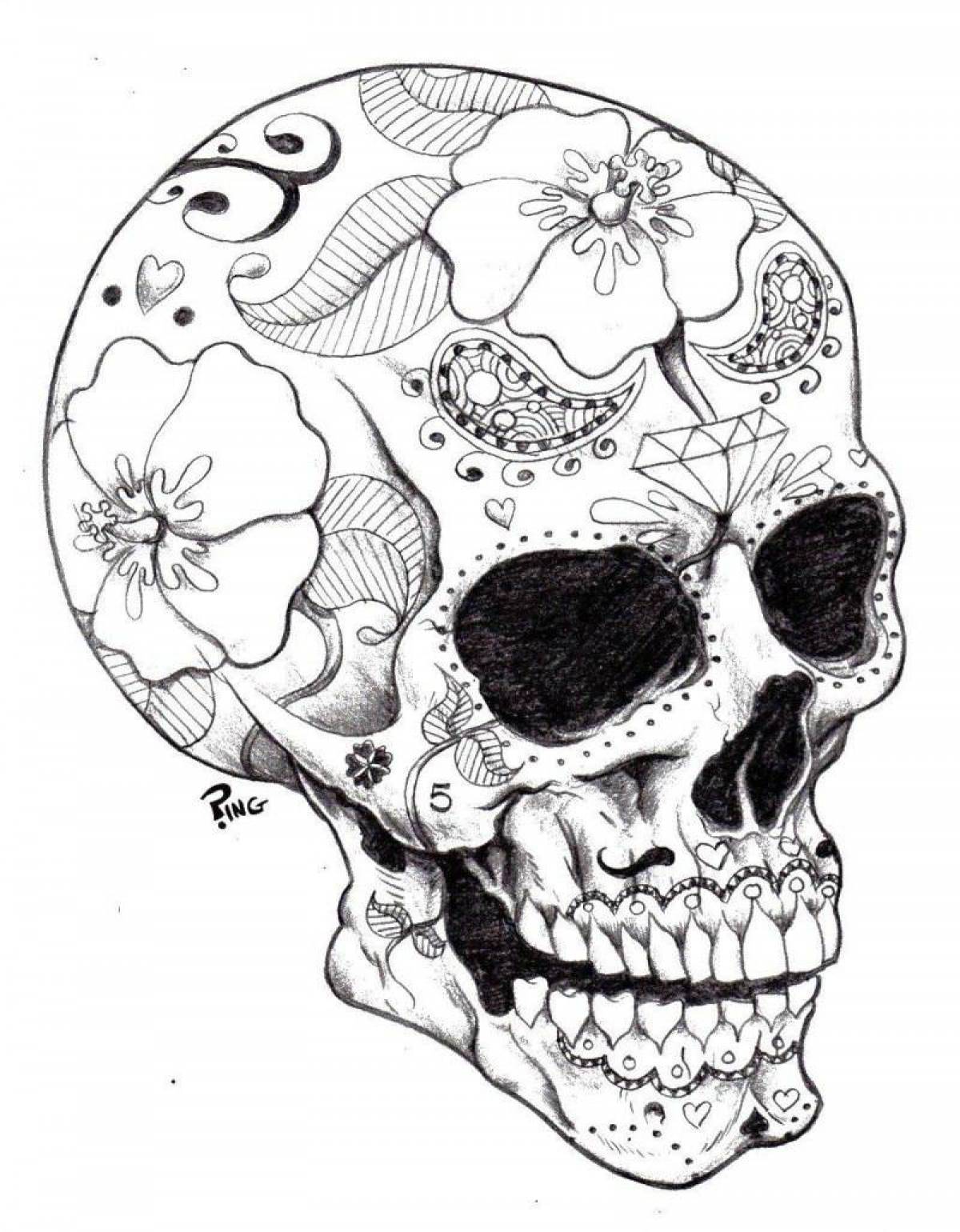 Abstract coloring skull