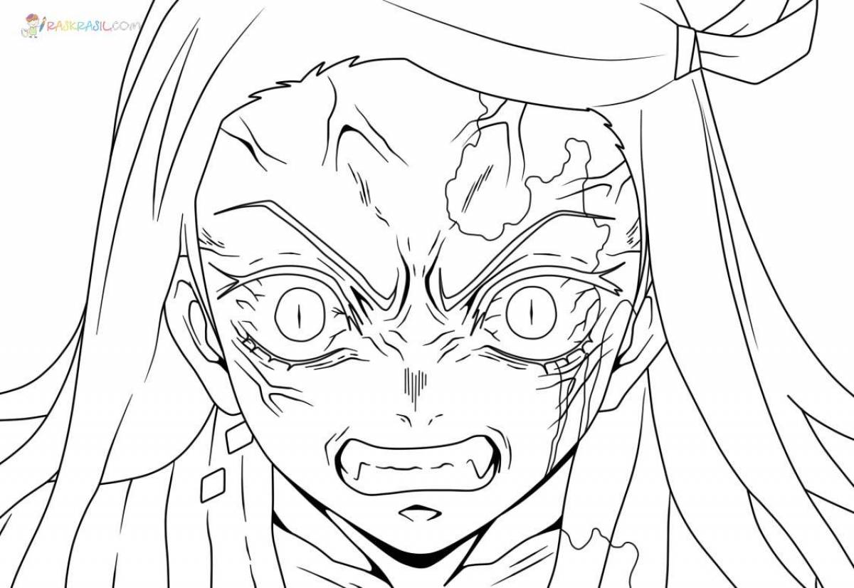 Coloring page spectacular anime blade cuts through demons