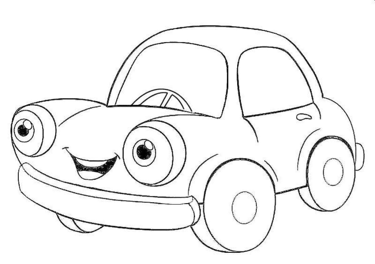 Coloring book cute car for kids 2-3 years old