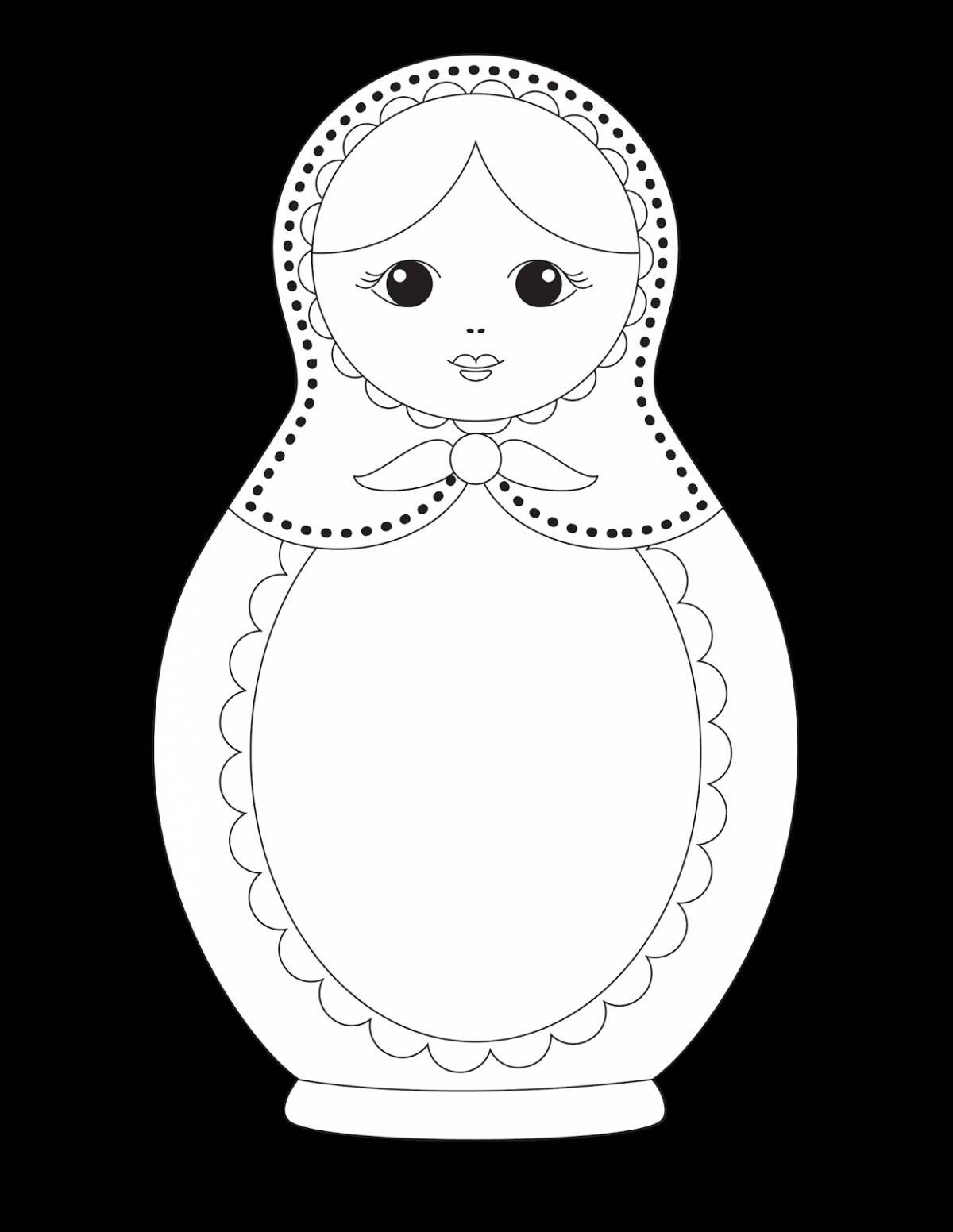Coloring book with a bright pattern of matryoshka
