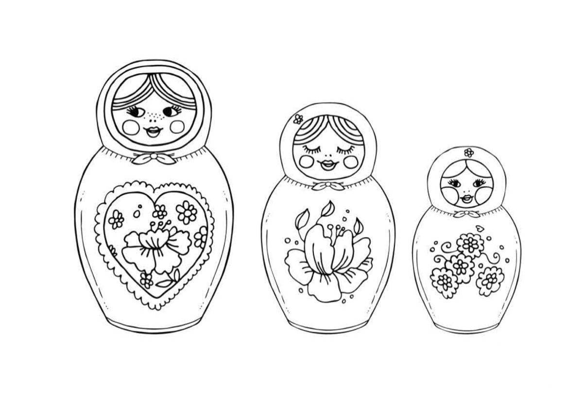 Coloring book sparkling matryoshka