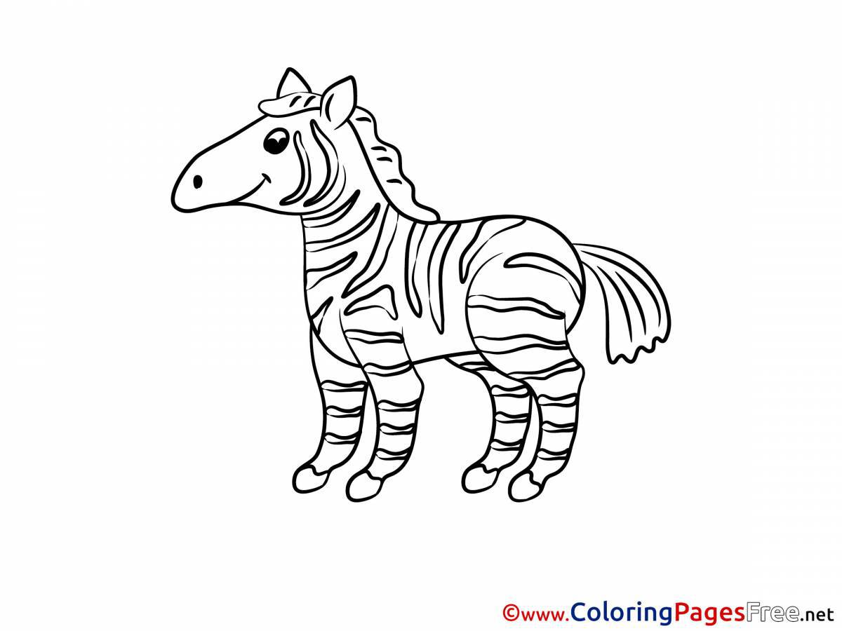 Colorful zebra coloring page for kids