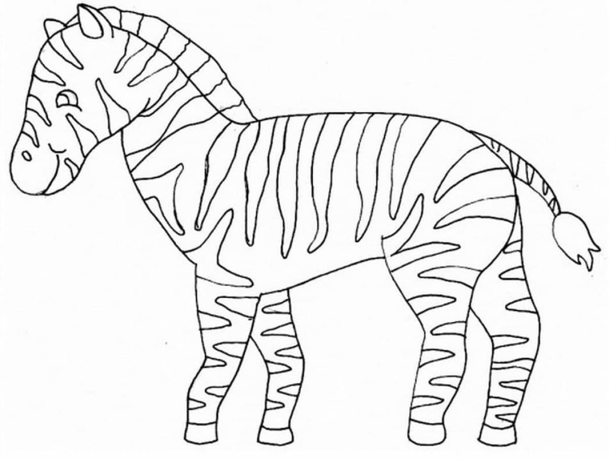Яркая зебра раскраска для детей
