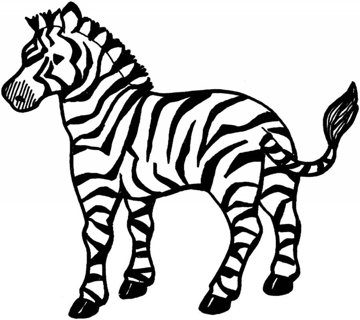 Радостная зебра-раскраска для детей