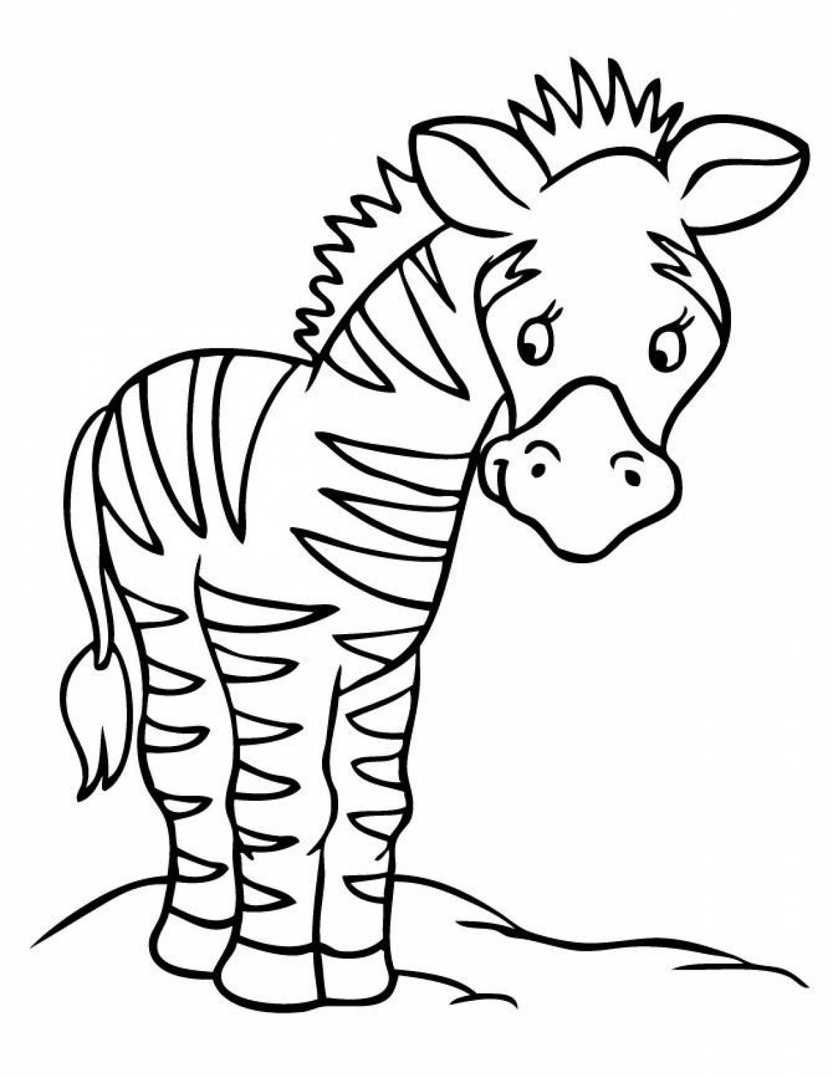 Игривая страница раскраски зебры для детей