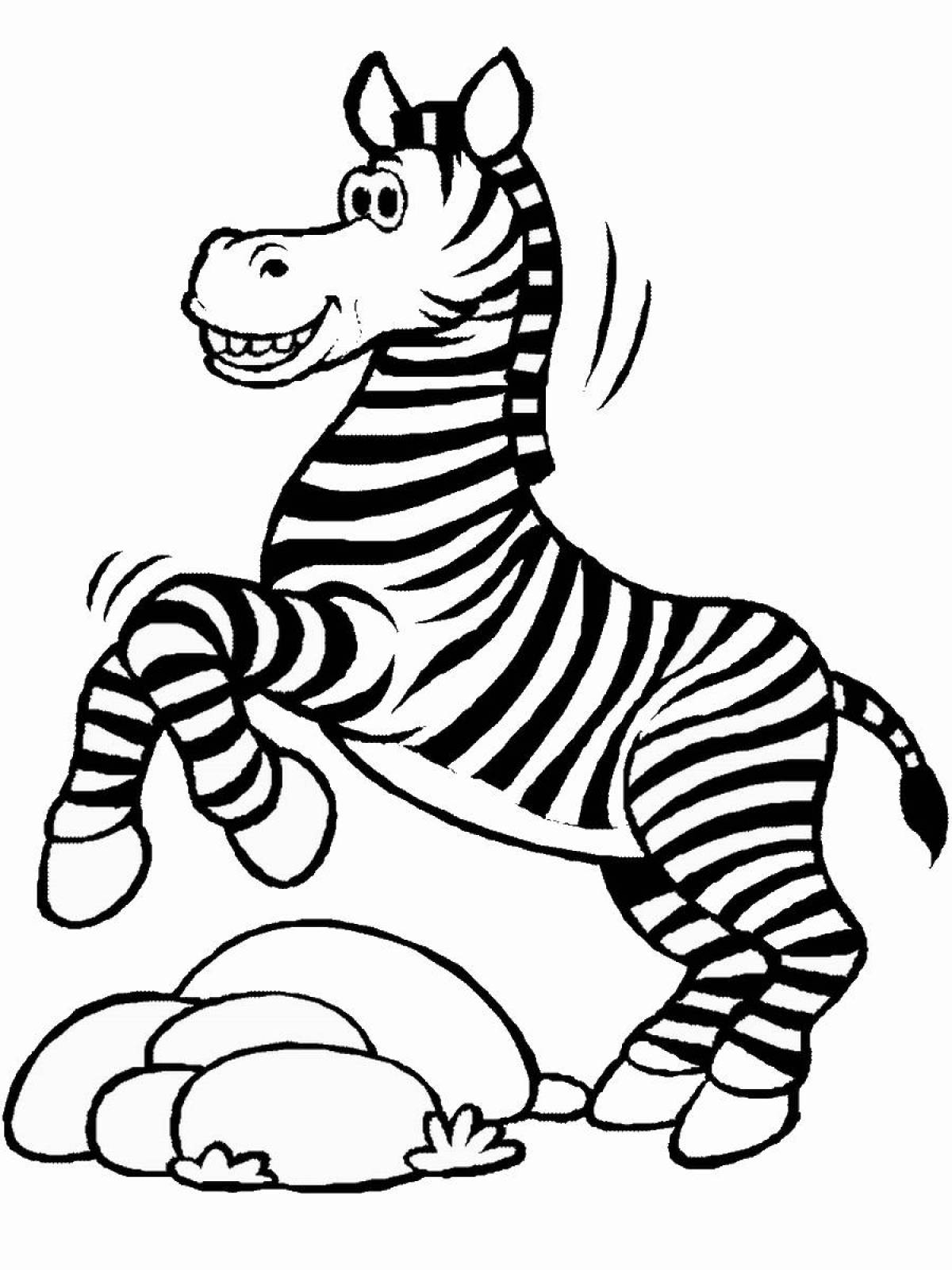 Развлекательная раскраска зебра для детей