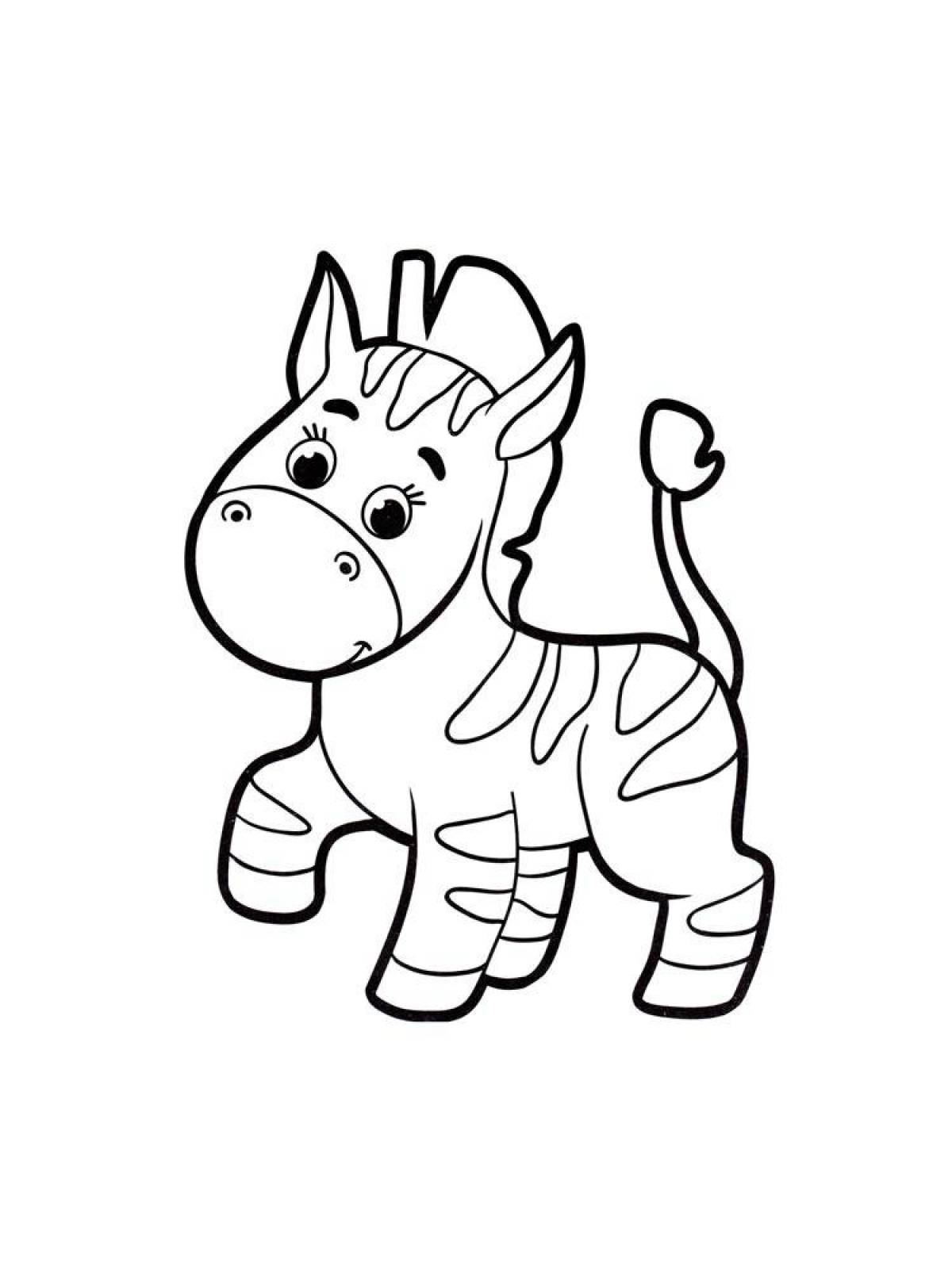 Очаровательная зебра-раскраска для детей