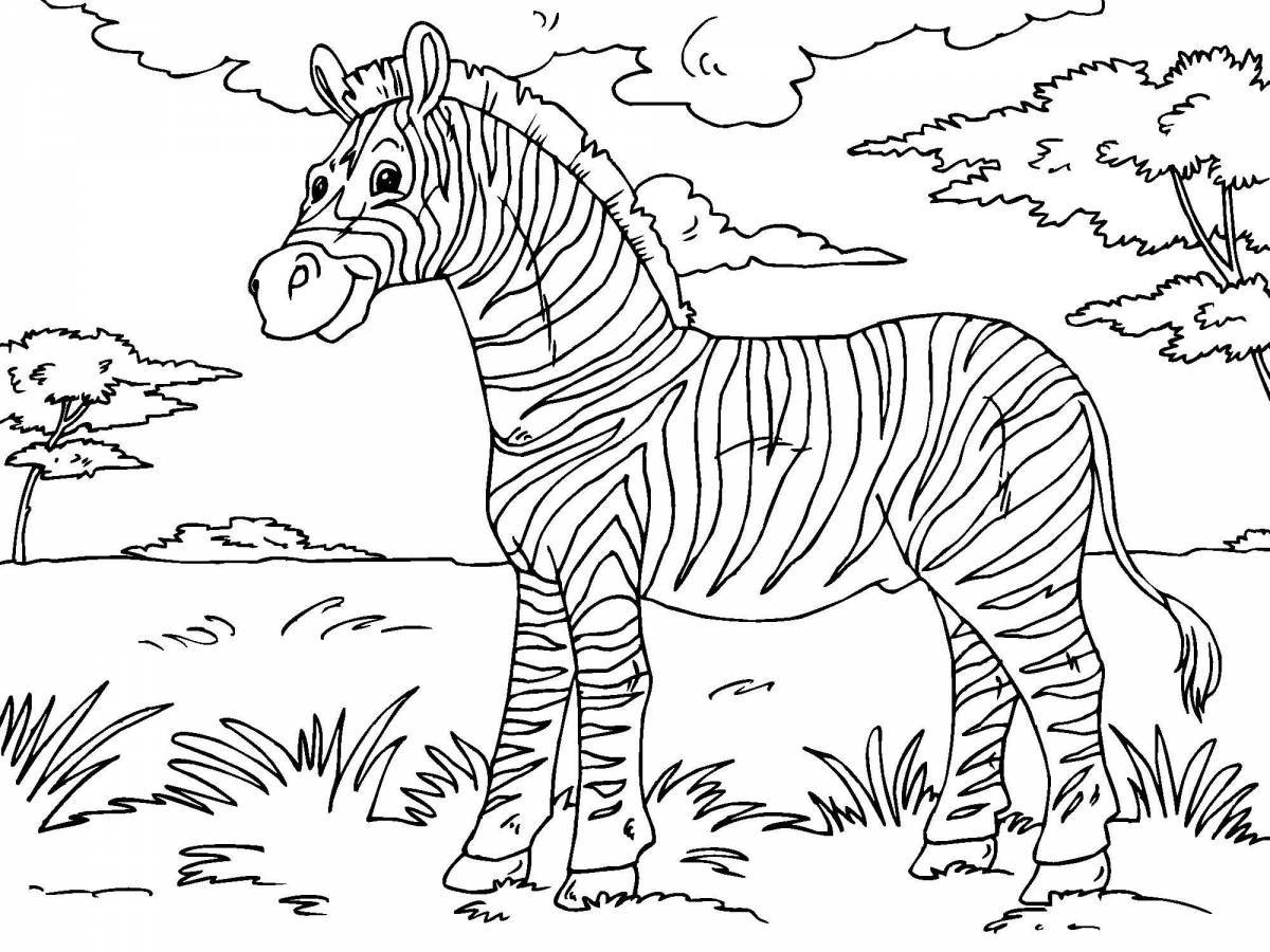 Юмористическая раскраска зебра для детей