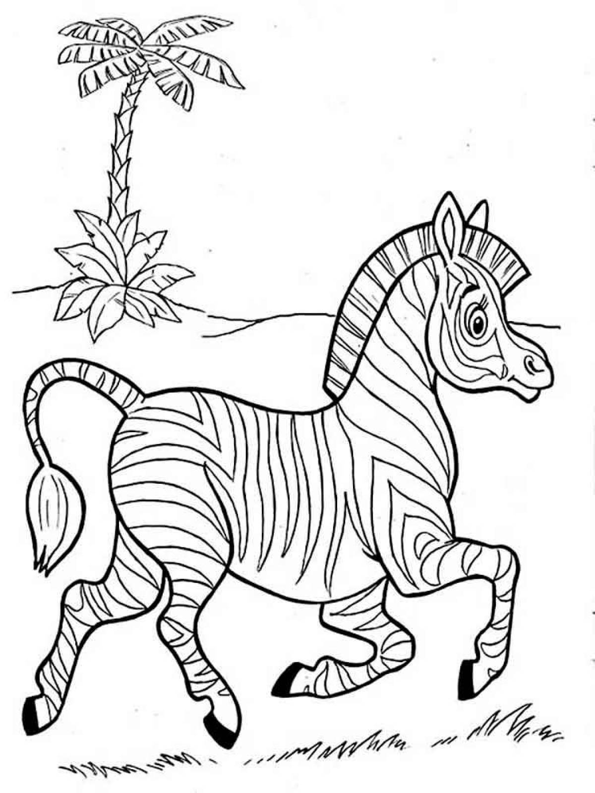 Причудливая зебра-раскраска для детей