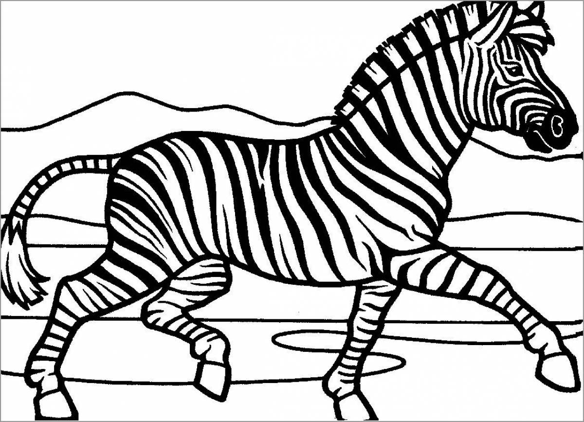 Раскраска зебра с разноцветными брызгами для детей