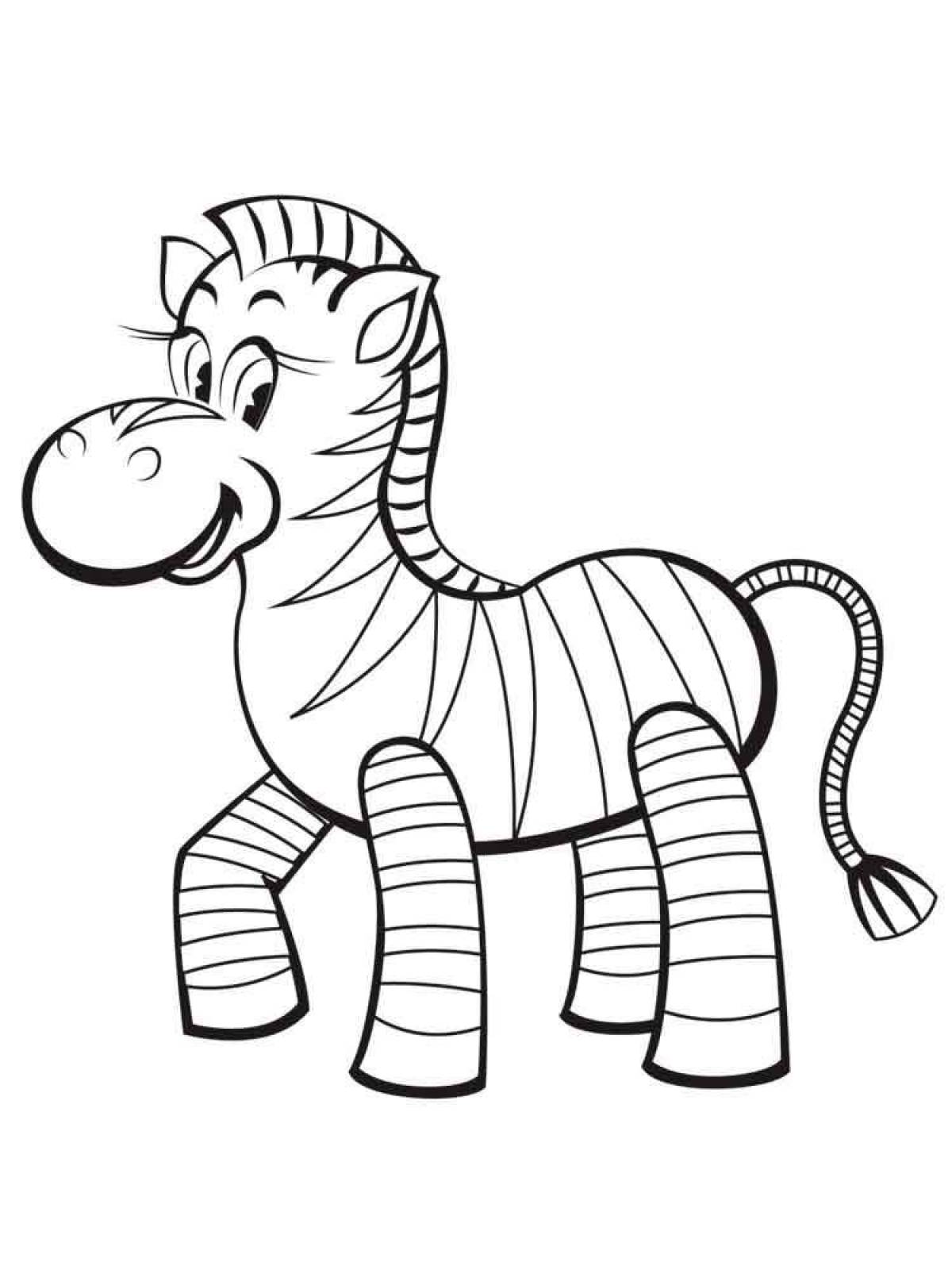 Цветная яркая страница раскраски зебры для детей