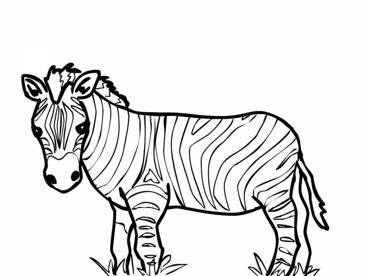 Динамическая цветная раскраска зебра для детей