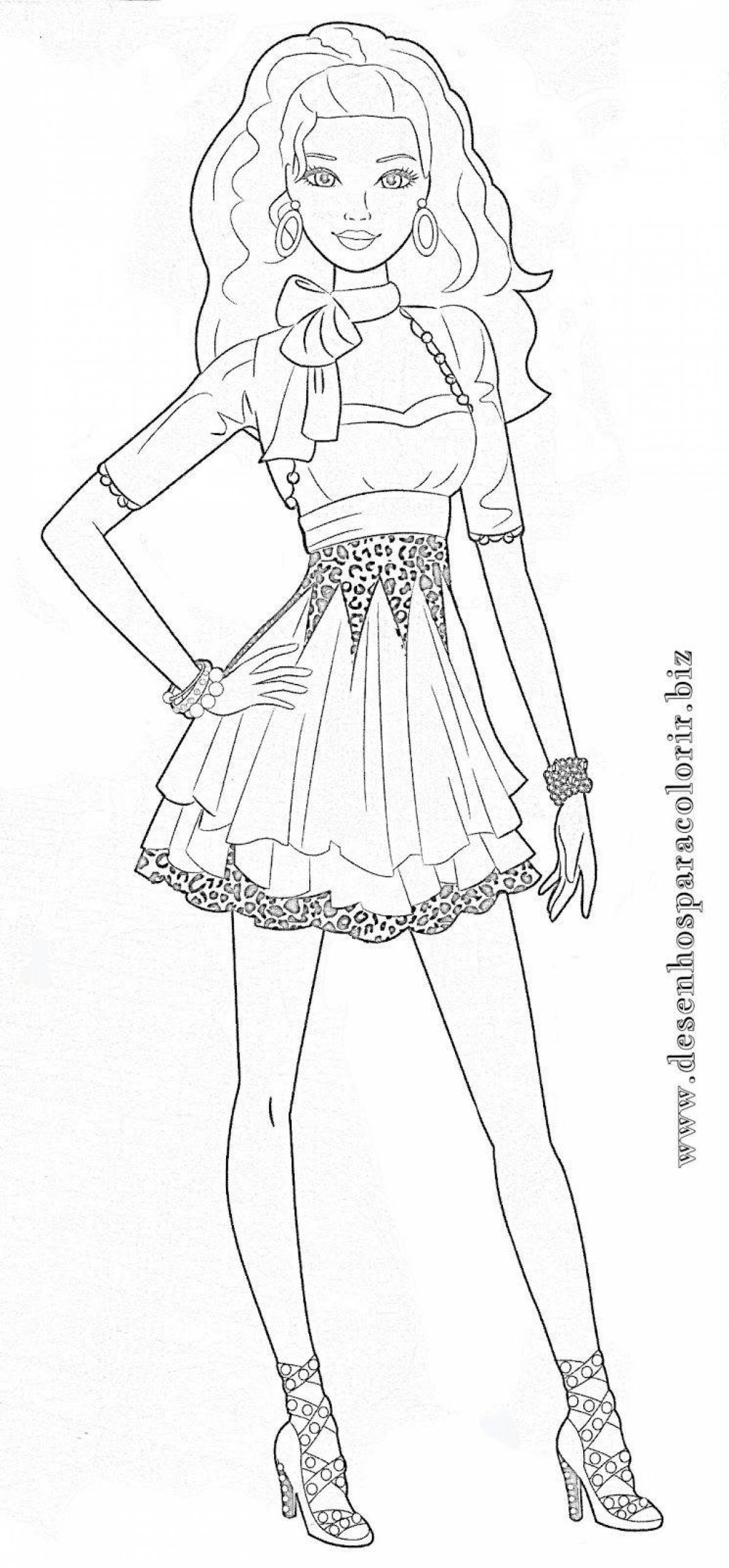 Radiant coloring page full body girl