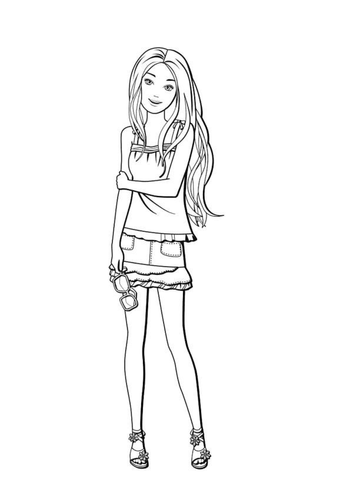 Vivacious coloring page full body girl