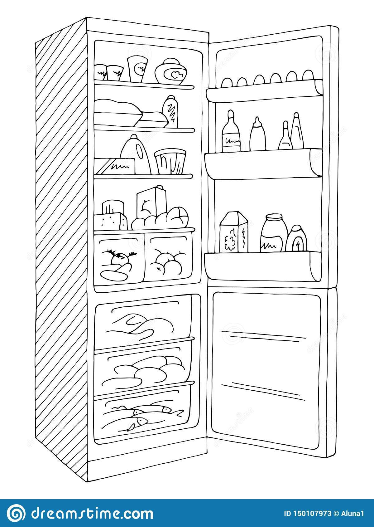 Открытый холодильник раскраска для детей