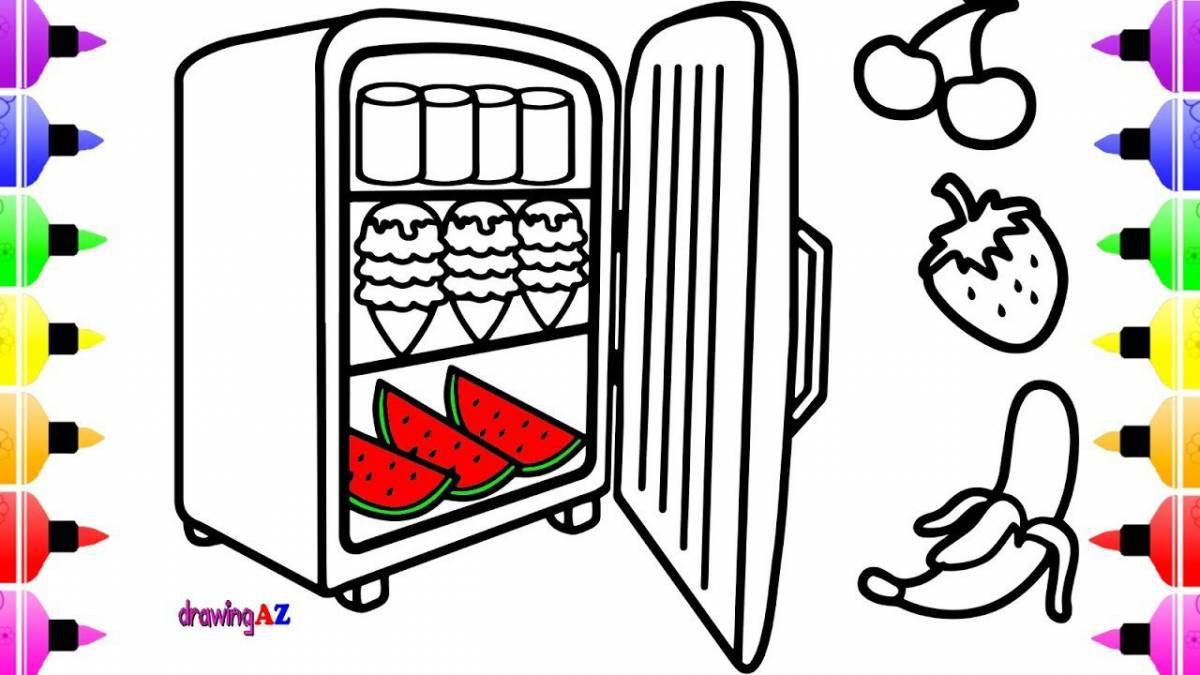 Cute refrigerator coloring page