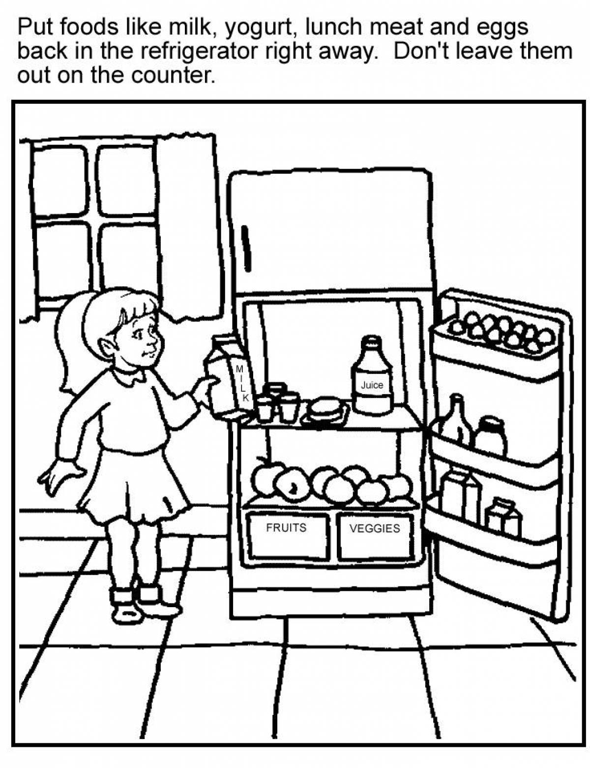 Fancy fridge coloring page