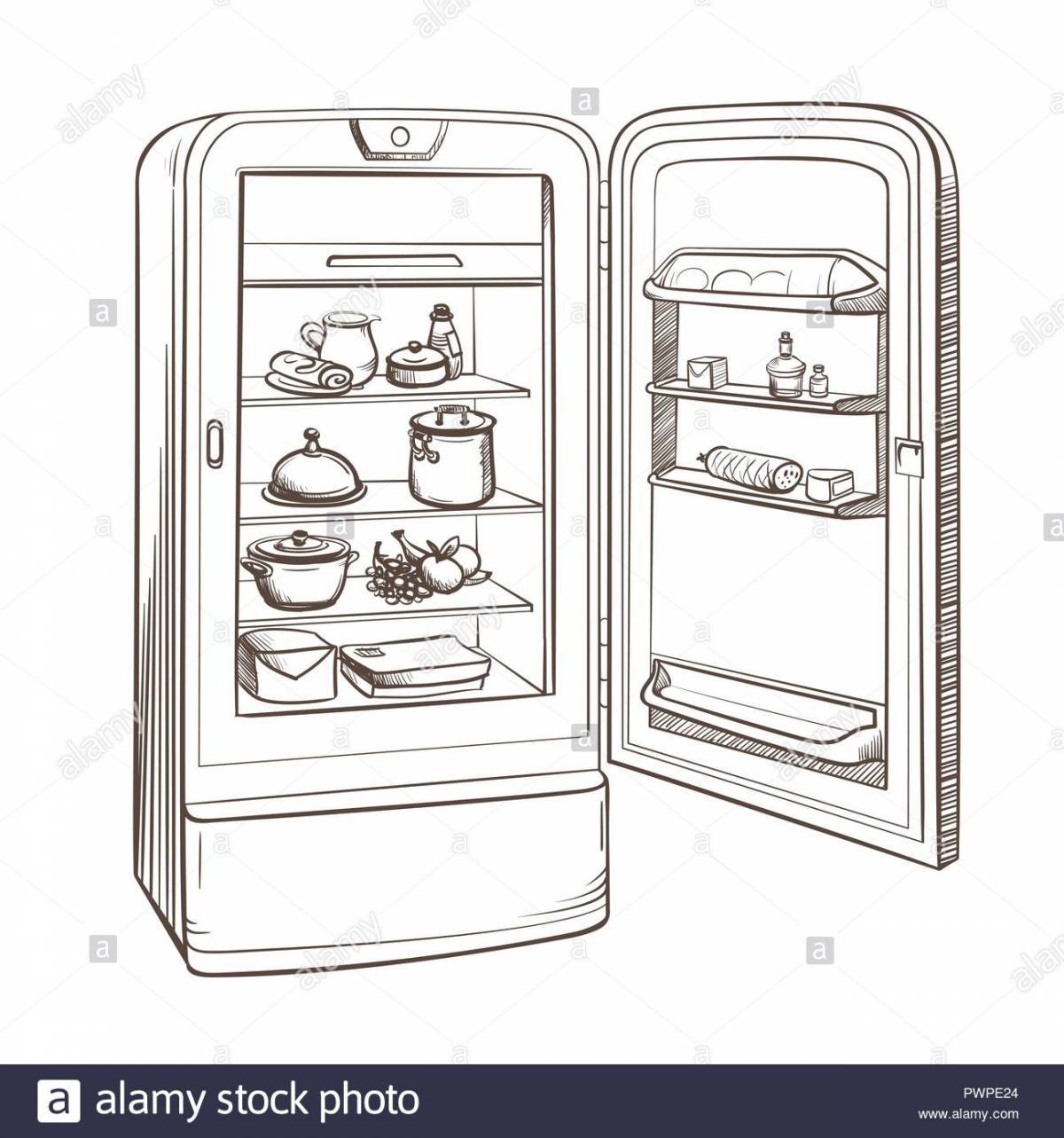 Впечатляющая страница раскраски холодильника