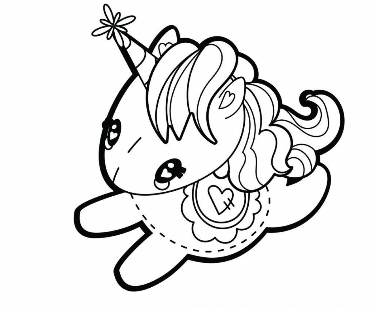 Coloring book cute unicorn