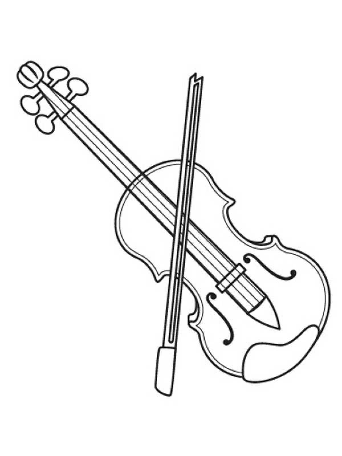 Игривая страница раскраски скрипки