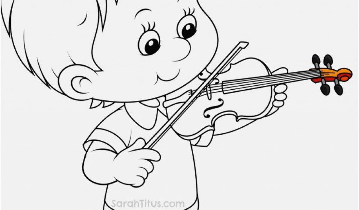 Coloring page joyful violin