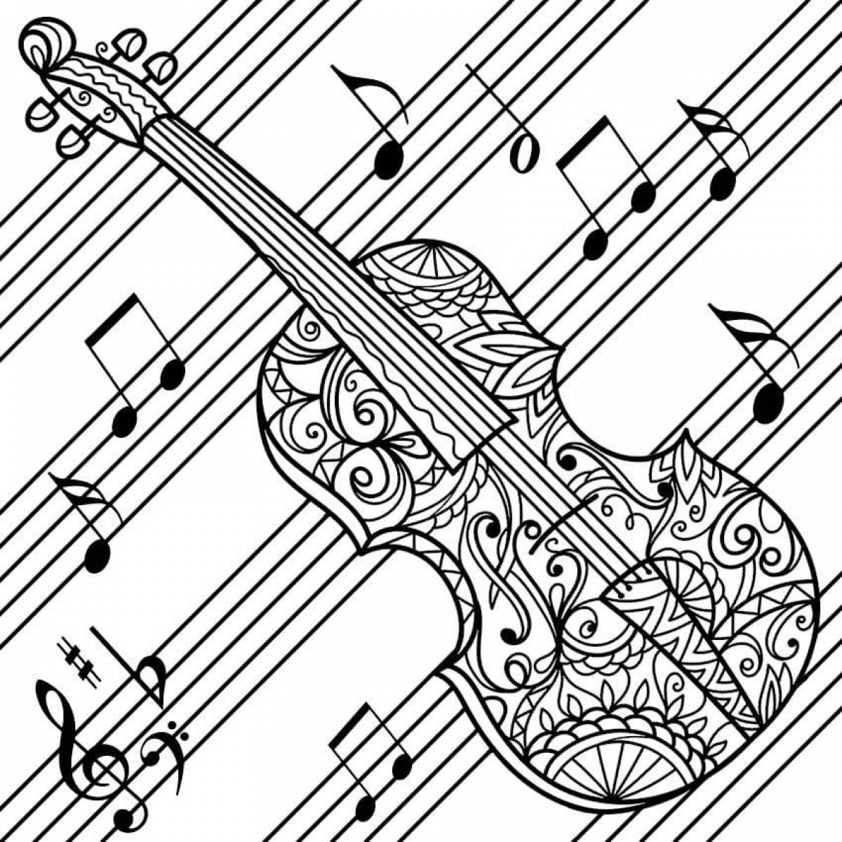 Сказочная страница раскраски скрипки