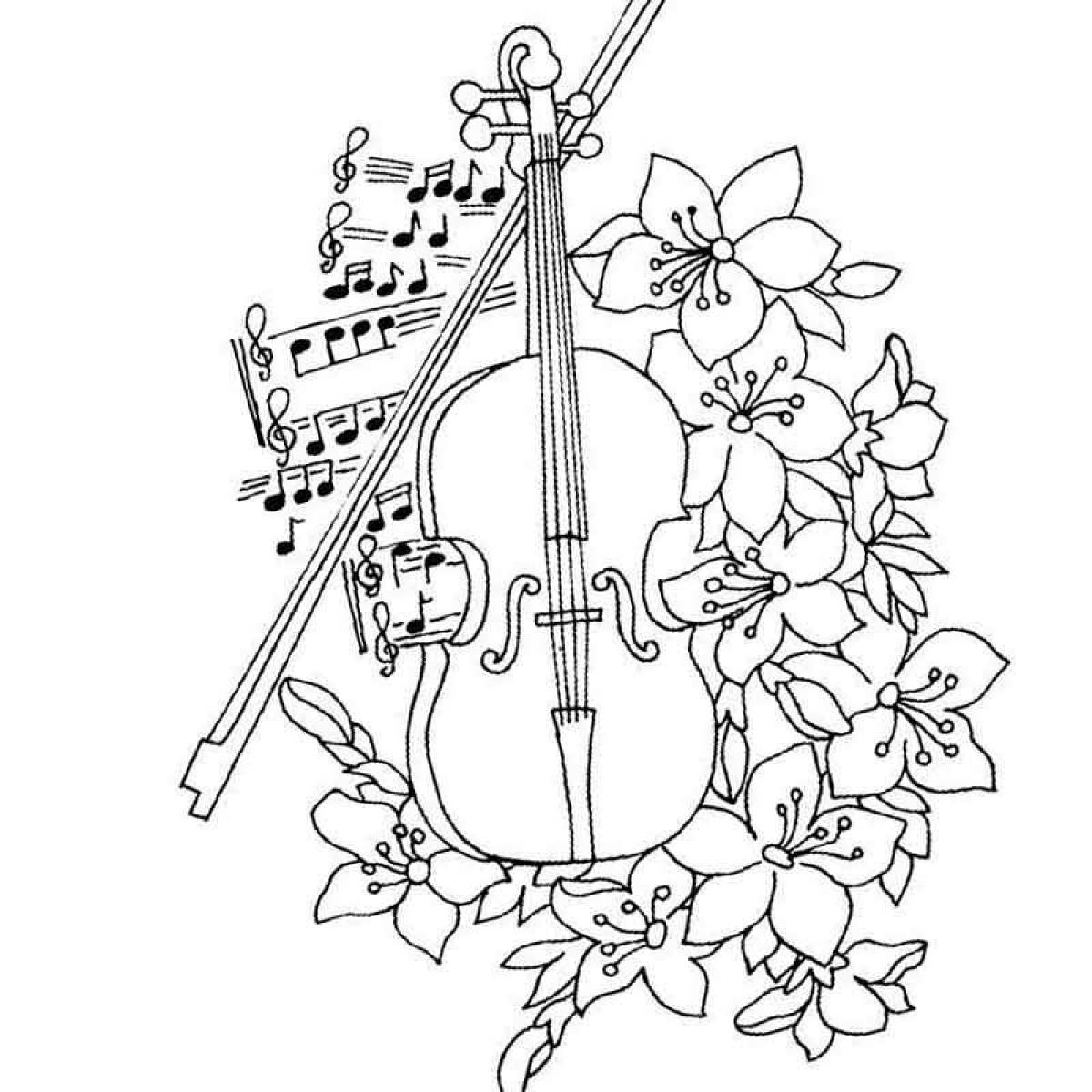 Coloring page artistic violin