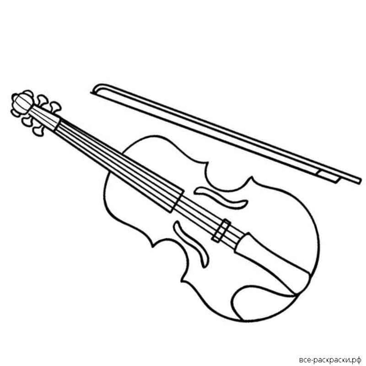 Искусно сделанная страница раскраски скрипки