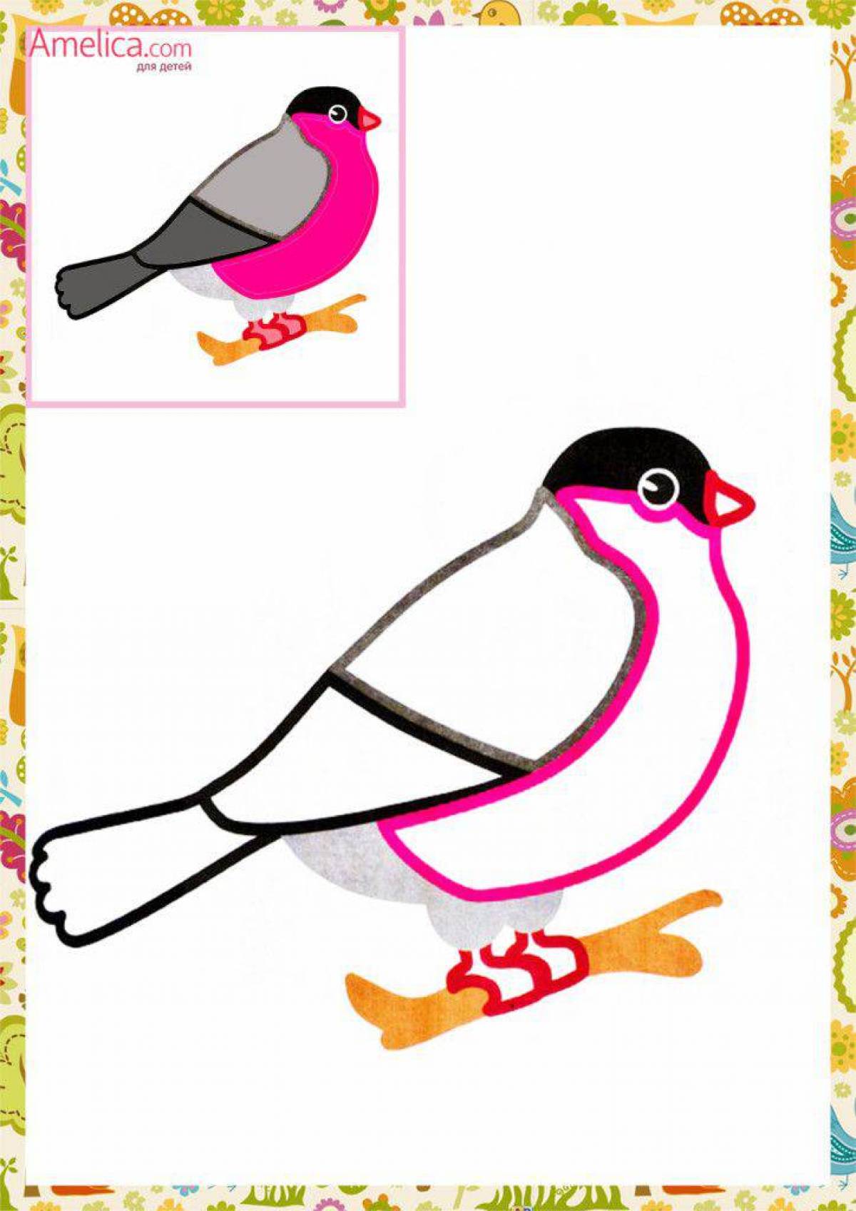 Gorgeous bullfinch coloring for kids