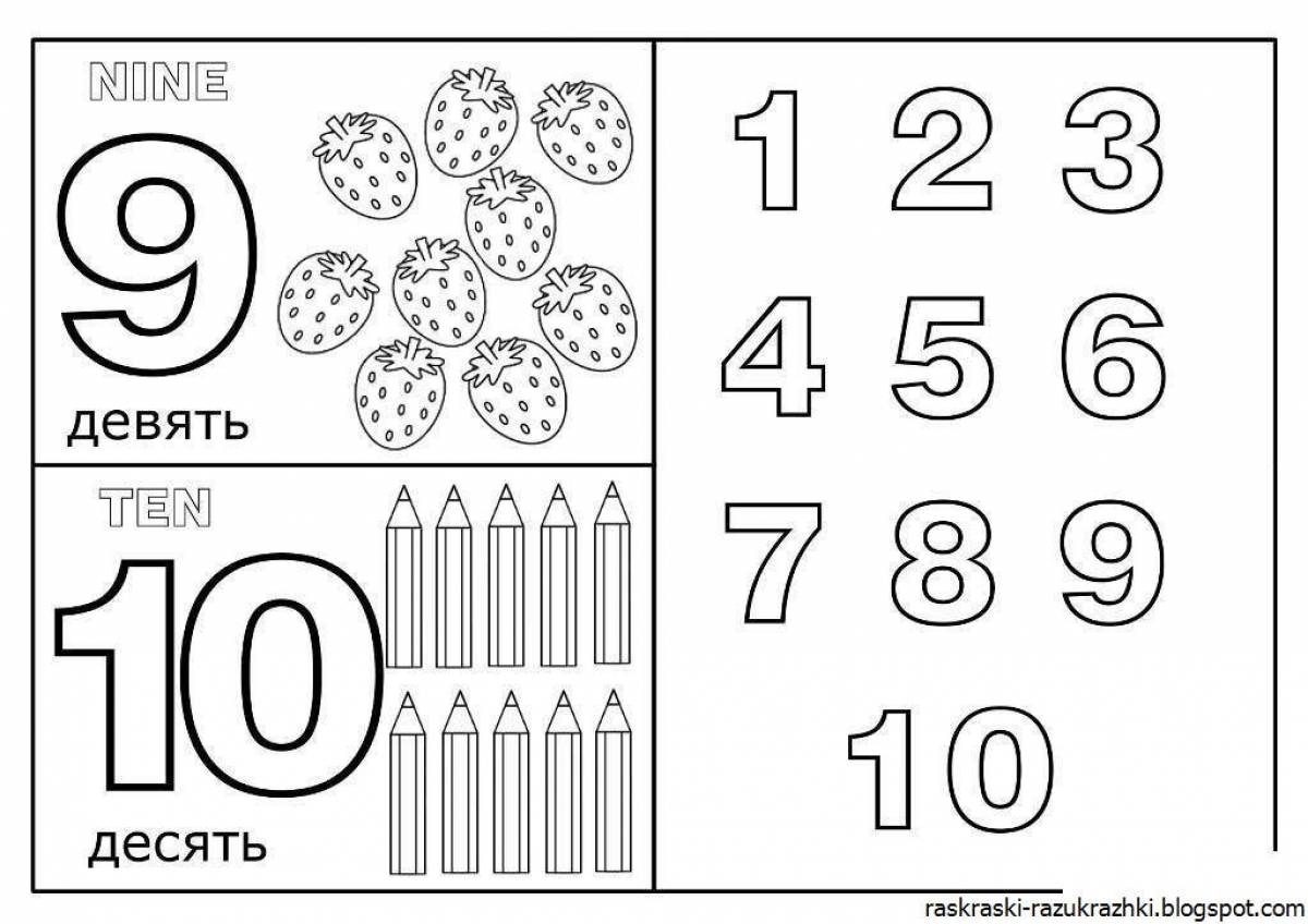 Coloring page numbers from 1 to 10