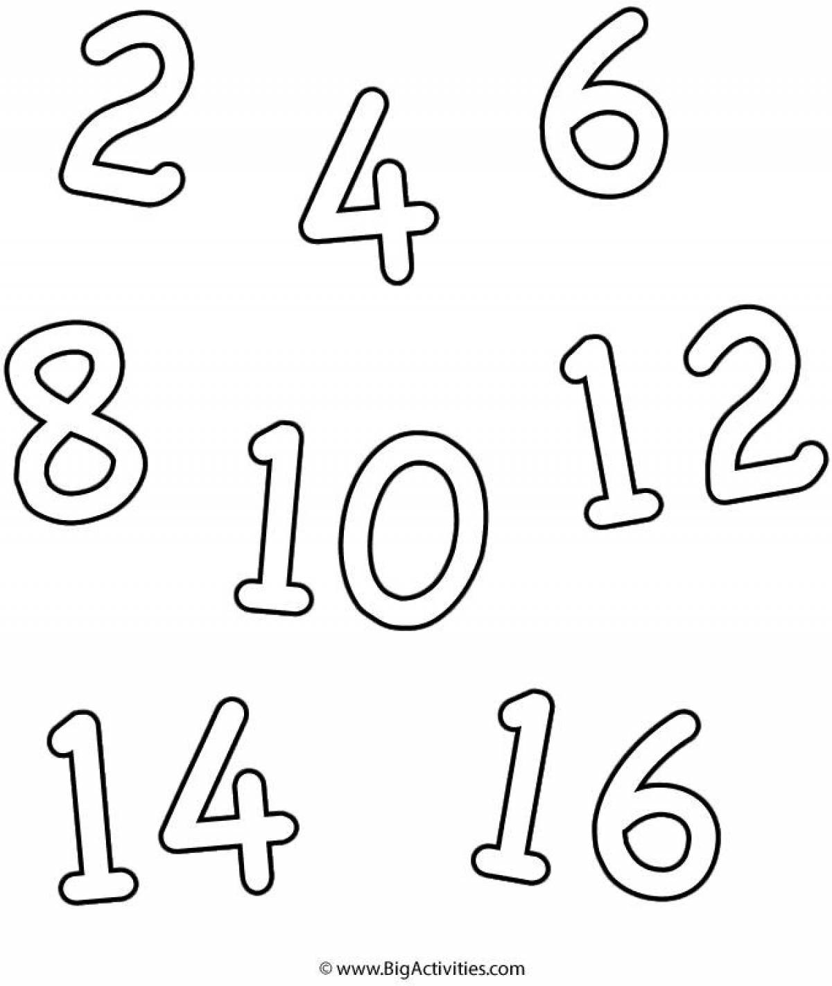 Color-explosion coloring page numbers from 1 to 10