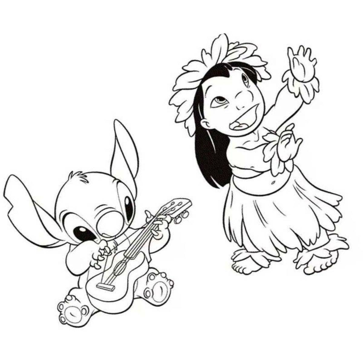 Quirky coloring stitch and lilo