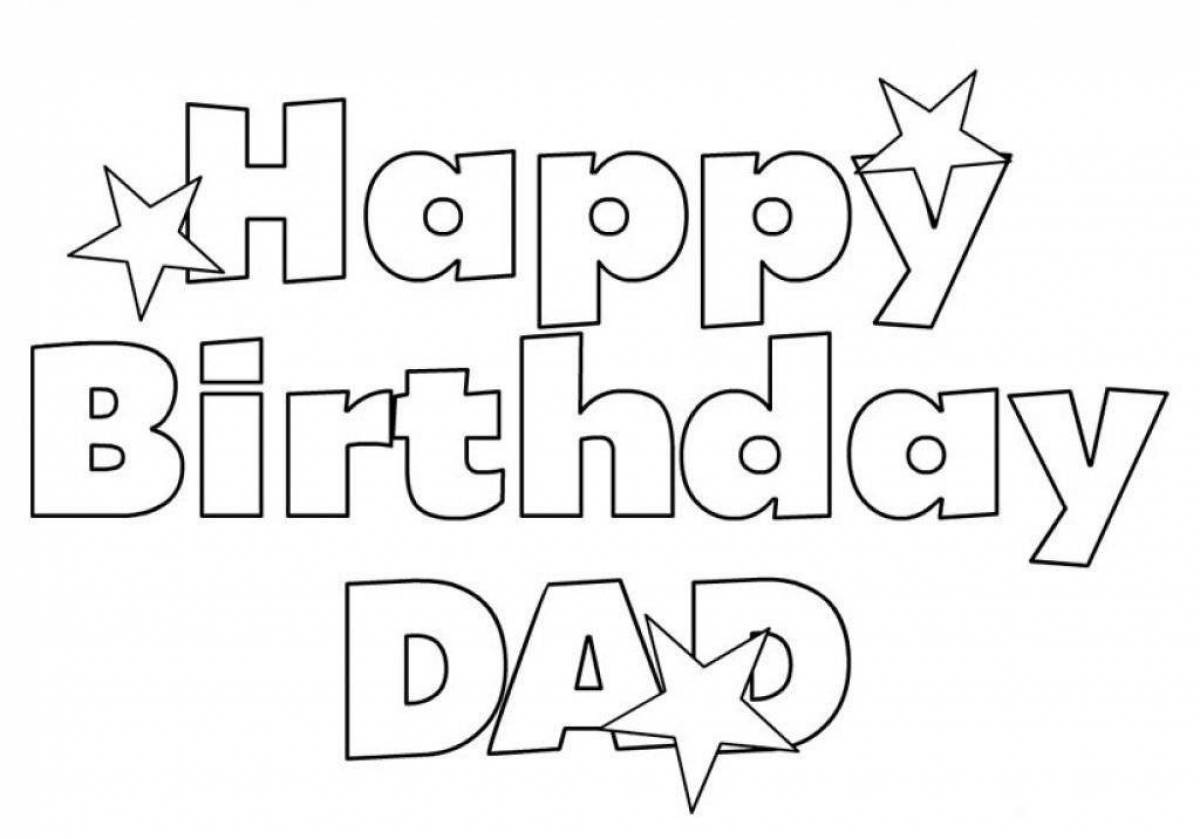 Раскраска гламурный папа с днем ​​рождения