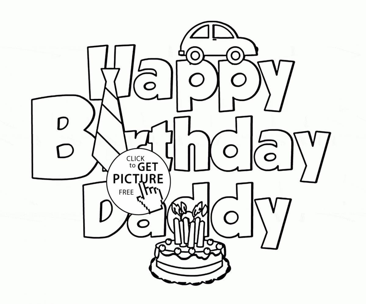 Outstanding happy birthday dad coloring page