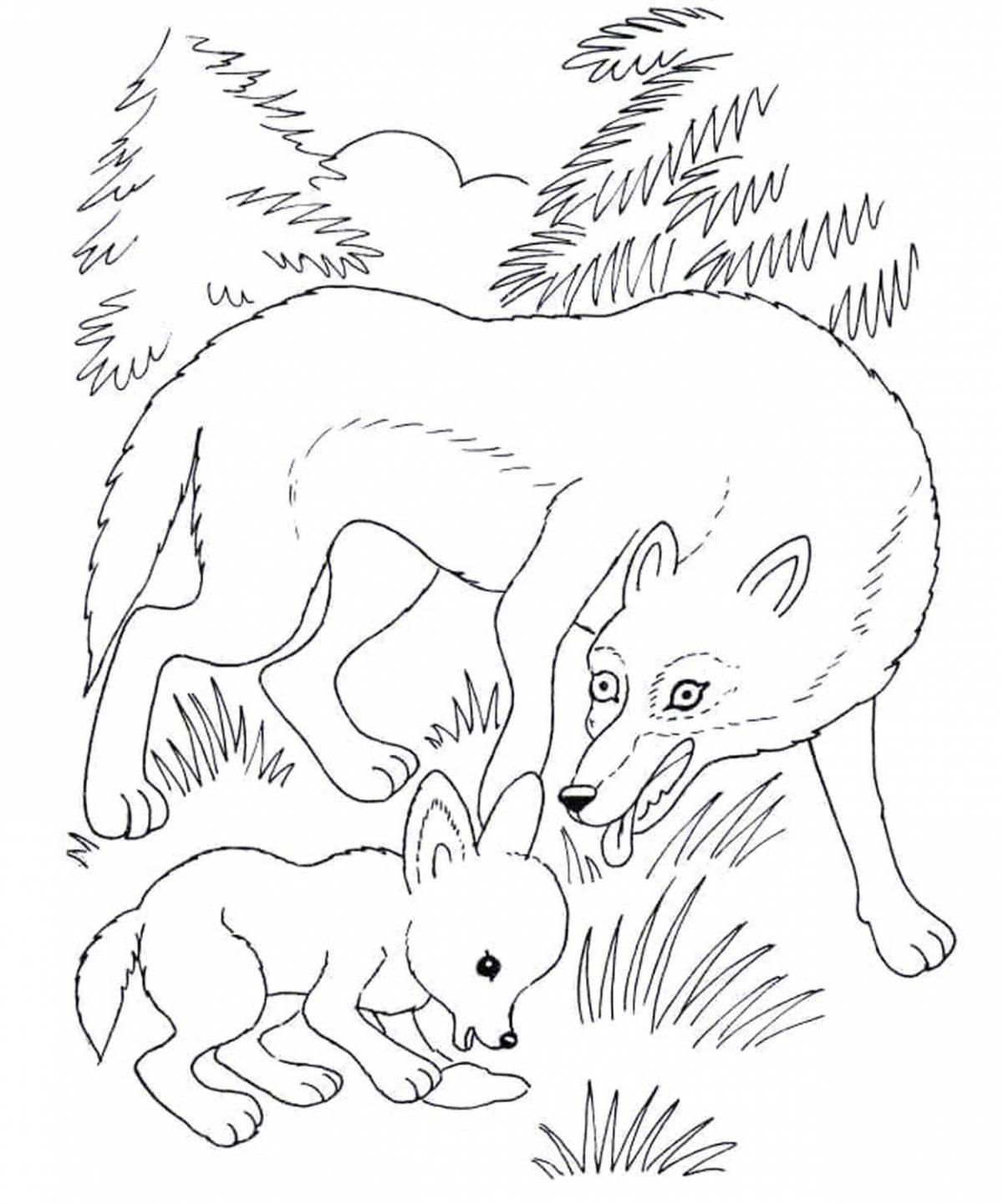 Удивительная страница раскраски диких животных для детей 6-7 лет