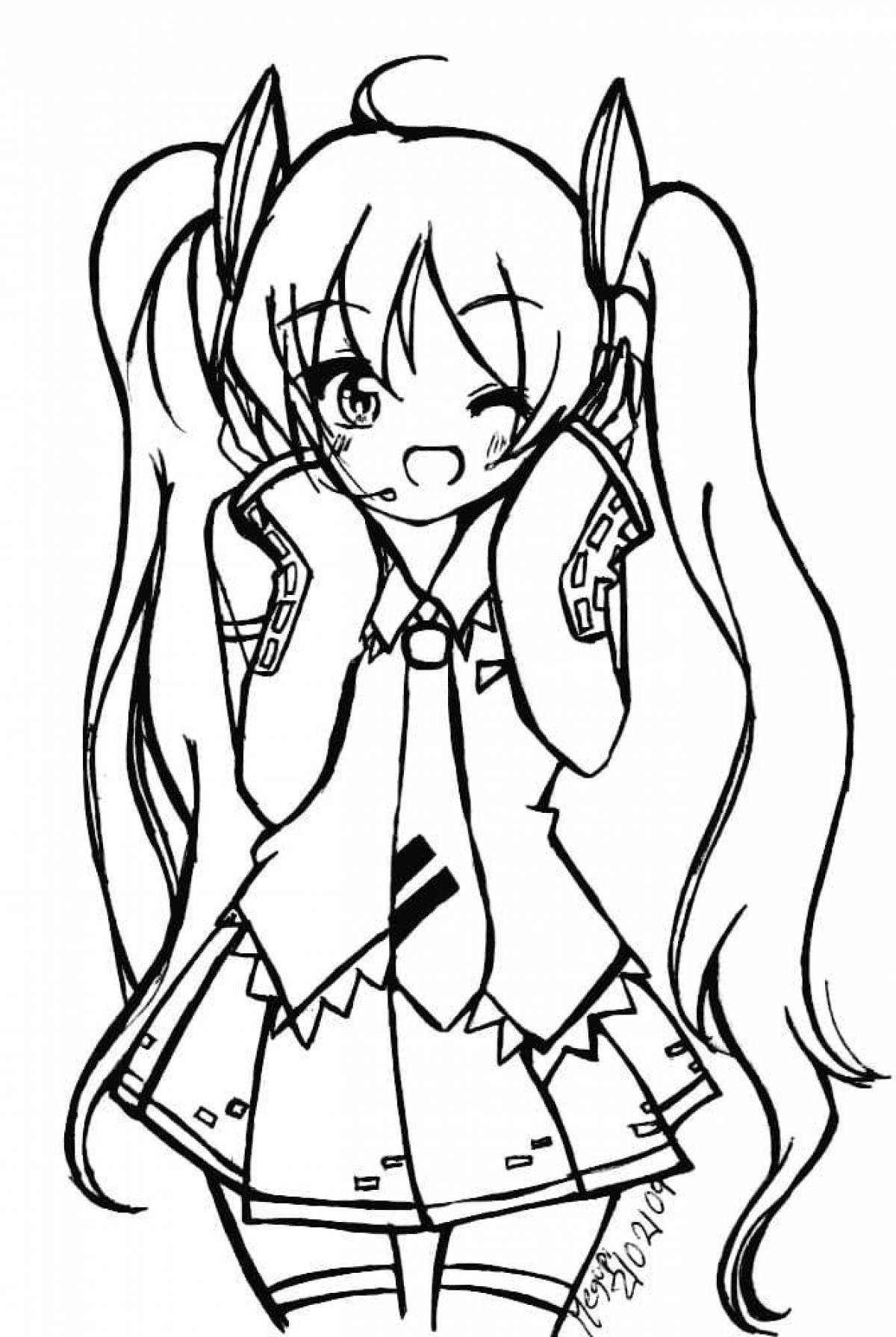 Colorful hatsune miku coloring page