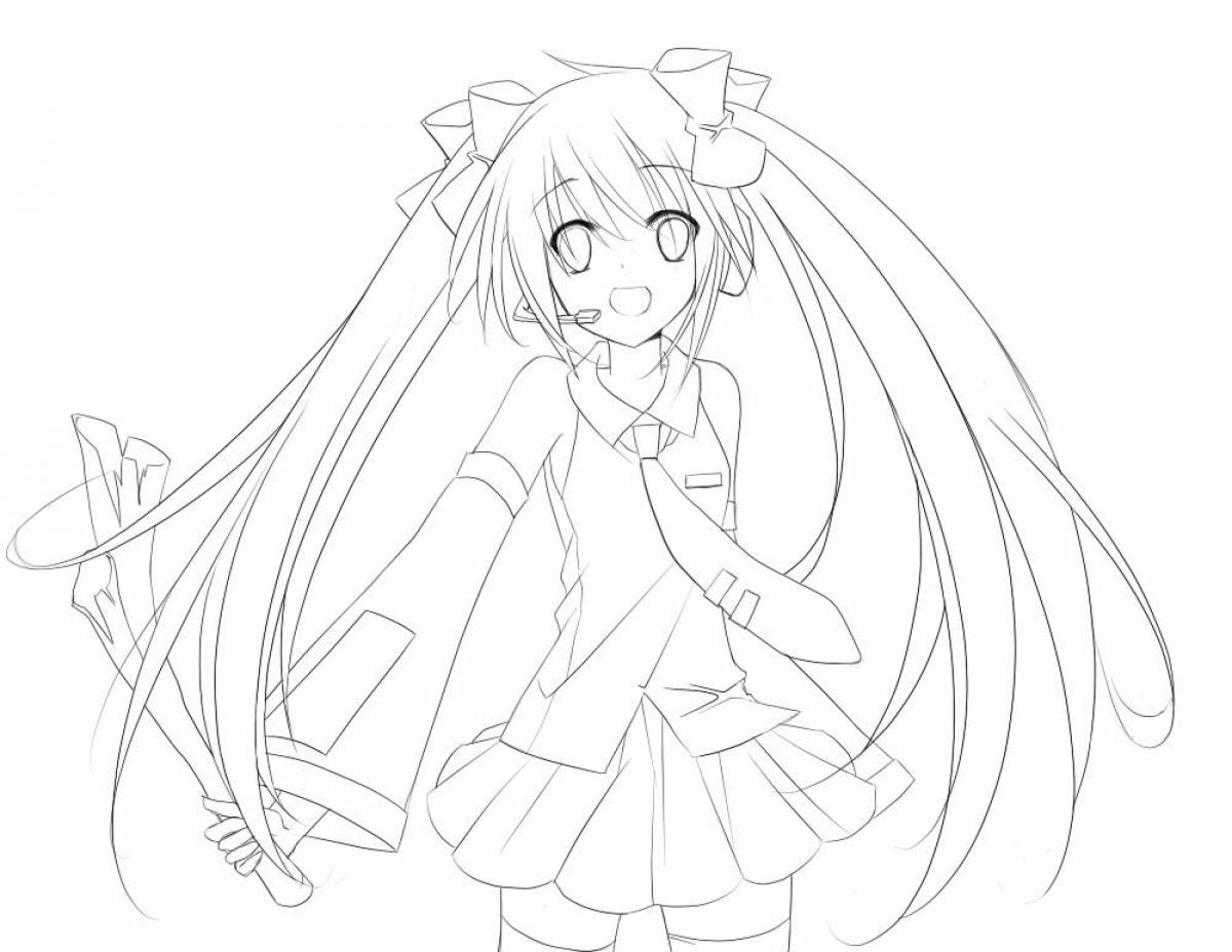 Coloring book happy hatsune miku