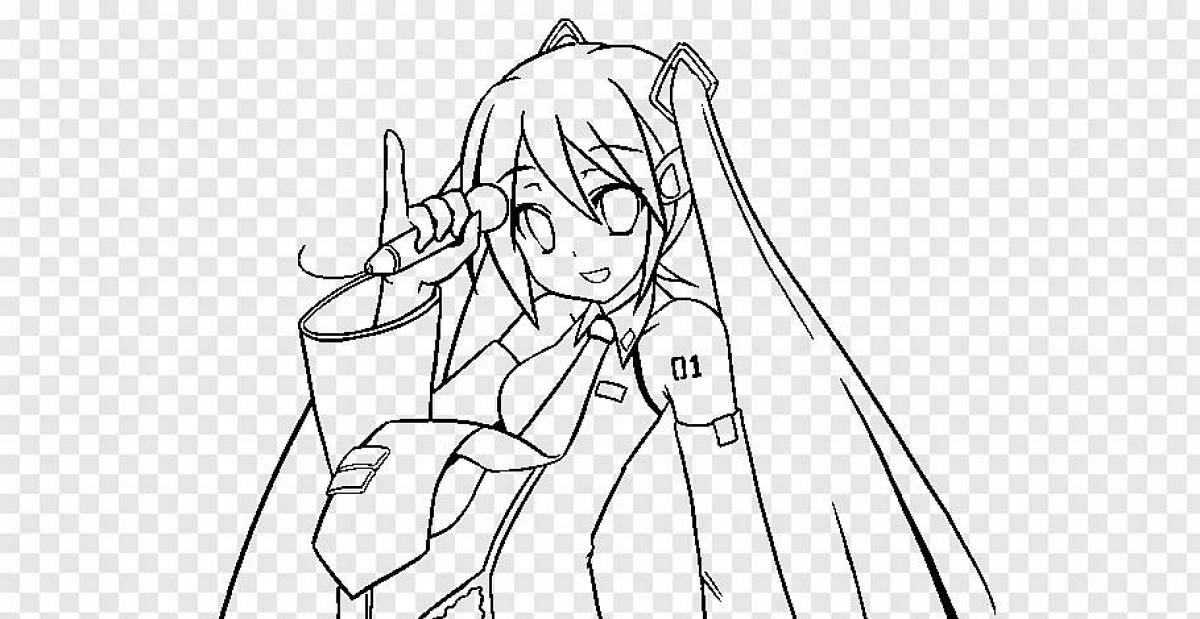 Hatsune miku playful coloring page