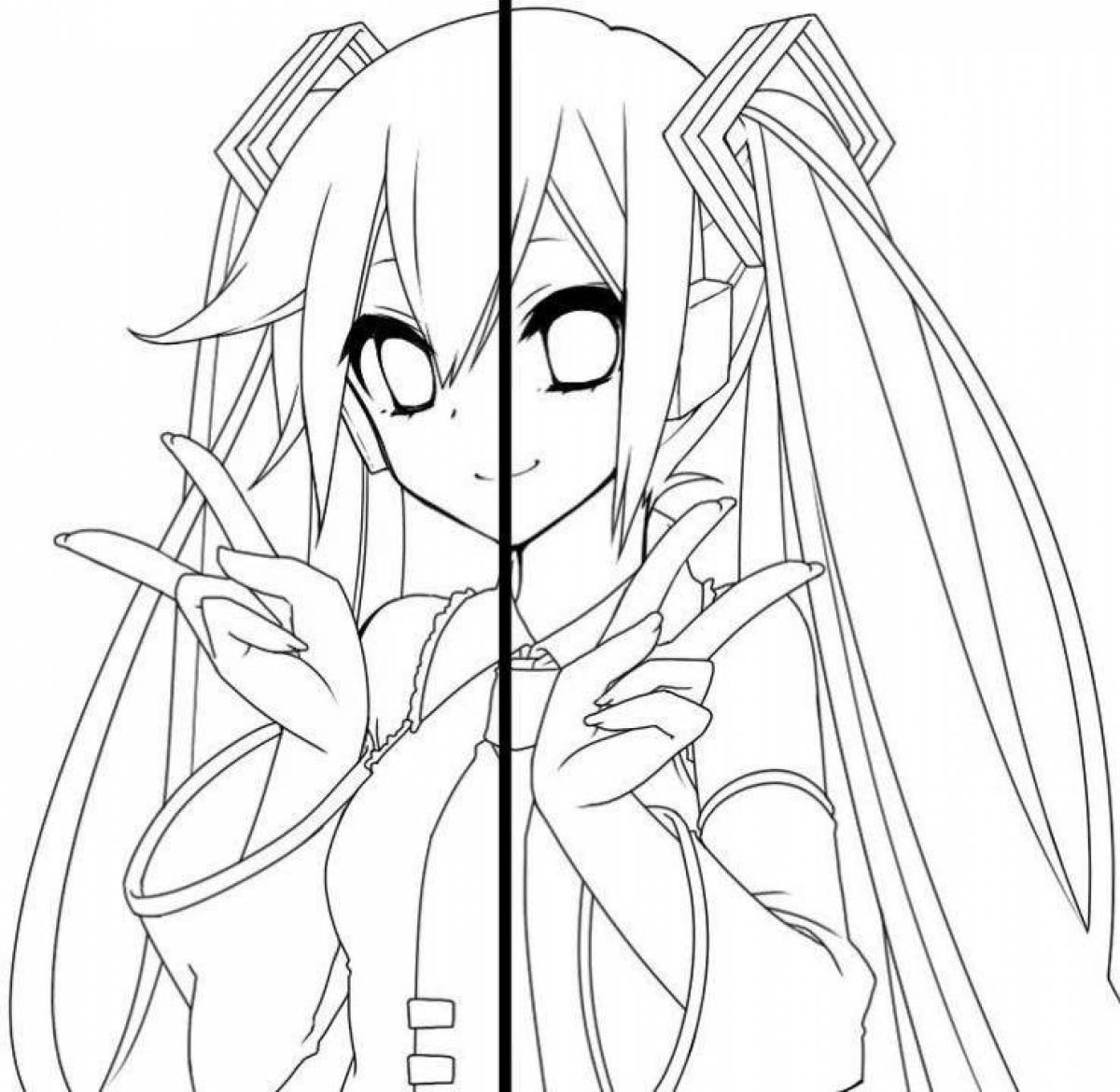 Glorious hatsune miku coloring page