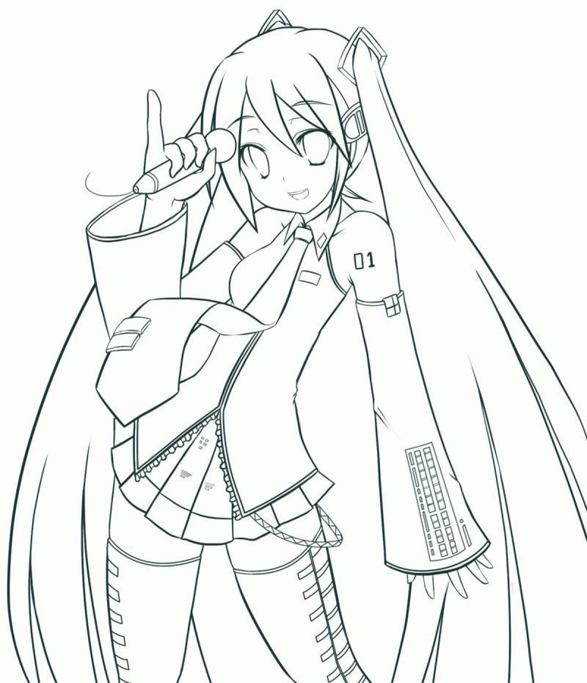 Hatsune miku live coloring page