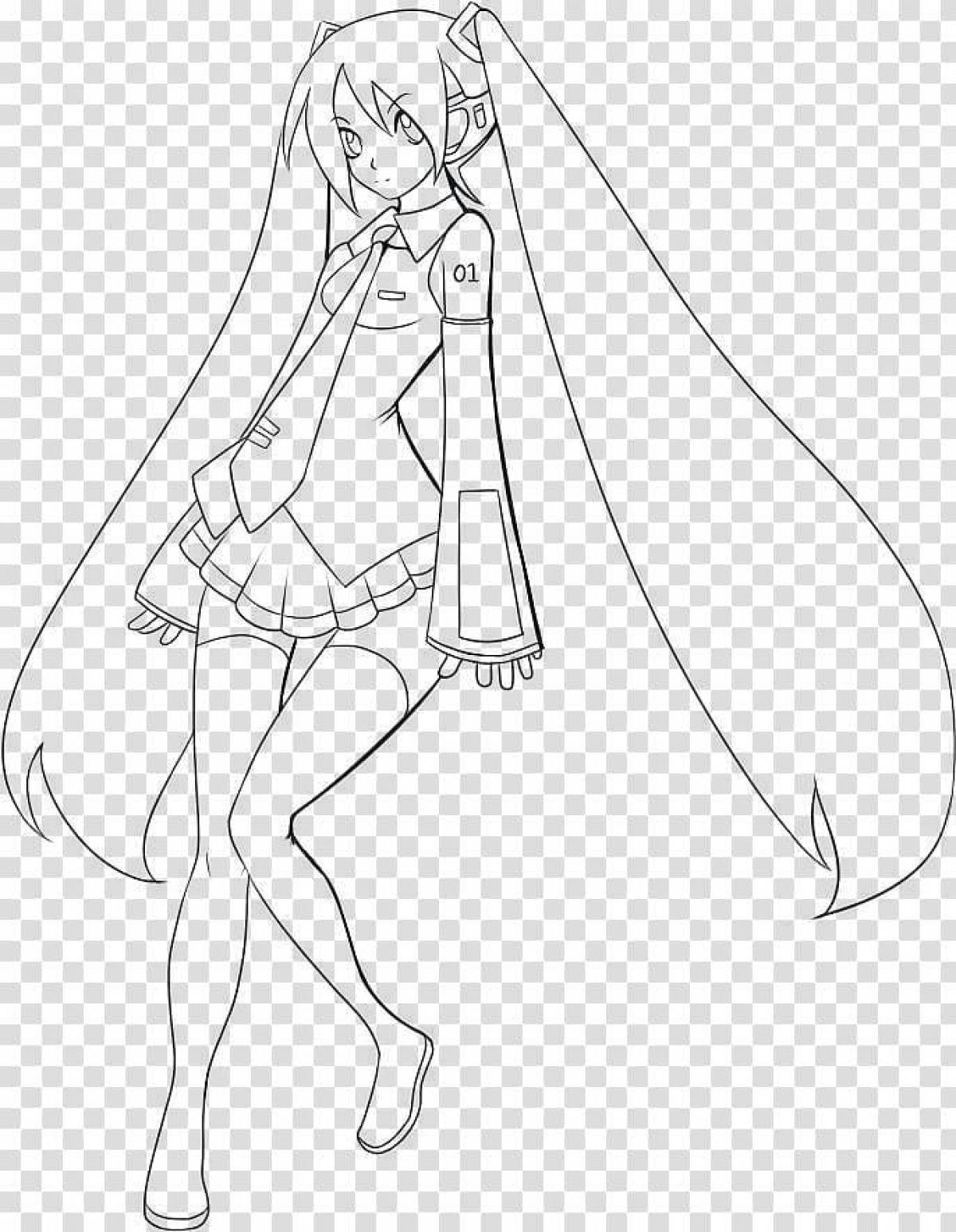 Hatsune miku's colorful coloring page