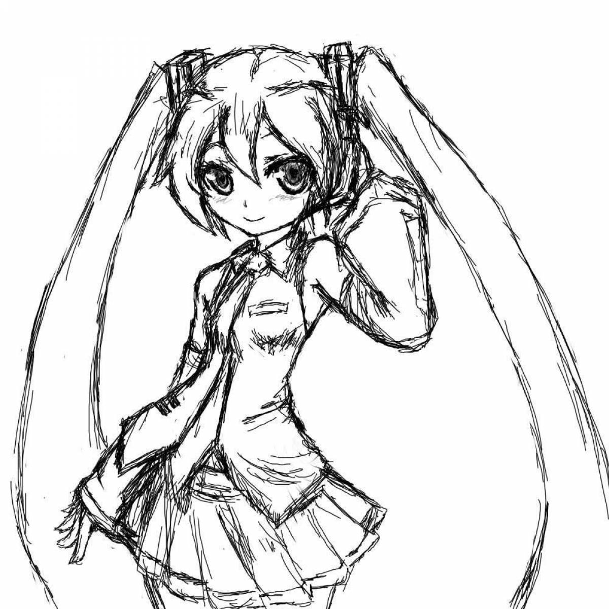 Glorious hatsune miku coloring page