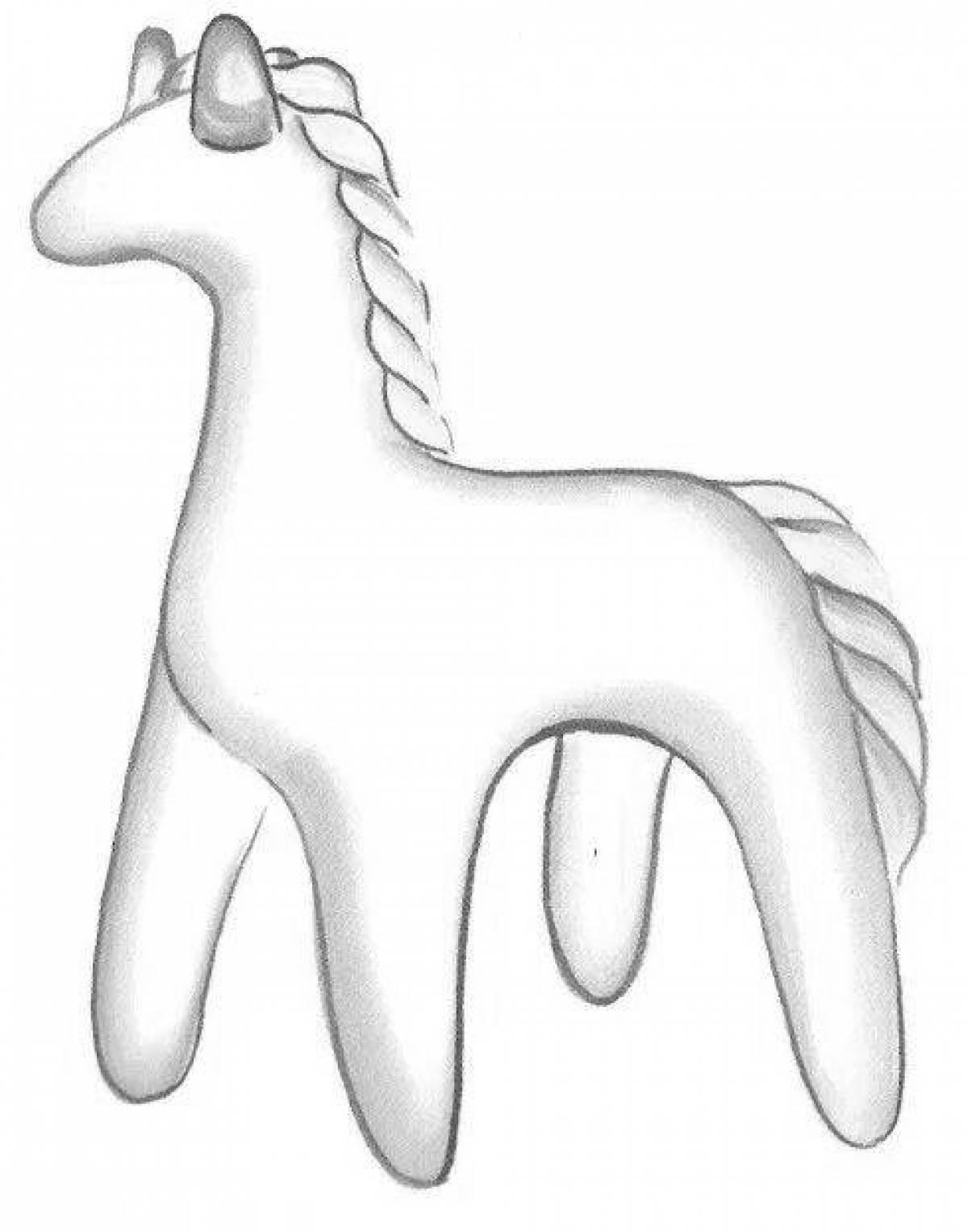Coloring page charming dymkovo horse